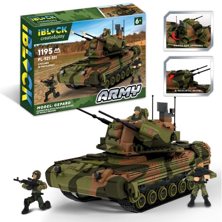Конструктор IBLOCK  арт. PL-921-511 (6шт)  Армія, Gepard,1195дет.,3фігурки, короб. 63,5*43*9см