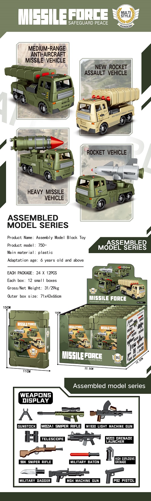 Збірна модель арт. 750-520 (288шт/2) 4види, планш. 15*11см, 12шт у дисплей боксі 22,5*19,5*16см,ціна за шт.
