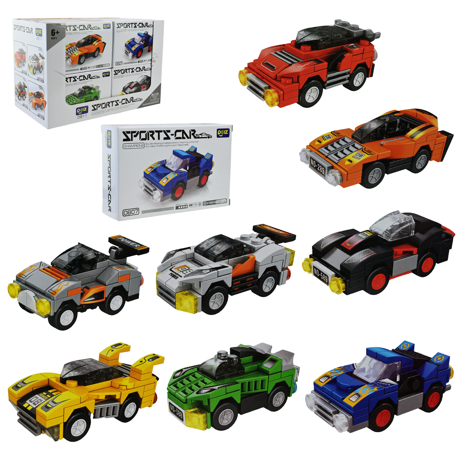 Конструктор арт. 0811 (480шт/2) 55дет 8 видів,16шт у дисплеї 30*20*17см