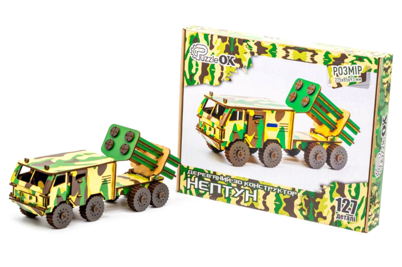 Дерев'яний 3D конструктор "НЕПТУН" 127 дет. арт. Нептун-00989 (5шт) р. 27,5*8,5*9,3см