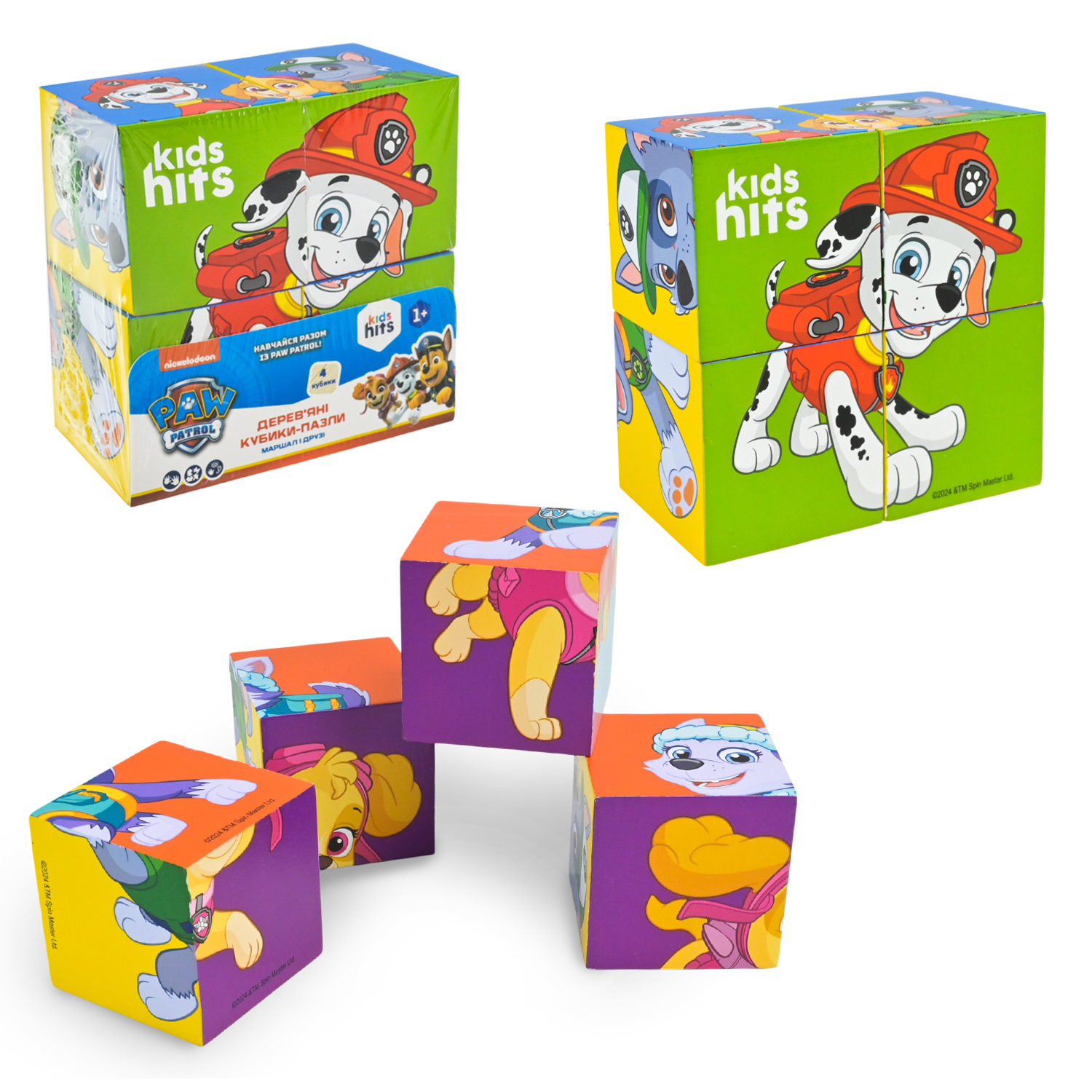 Дерев'яна іграшка KidsHits Paw Patrol арт. KH20/049 (36шт) кубики у плівці 10*5*10 см