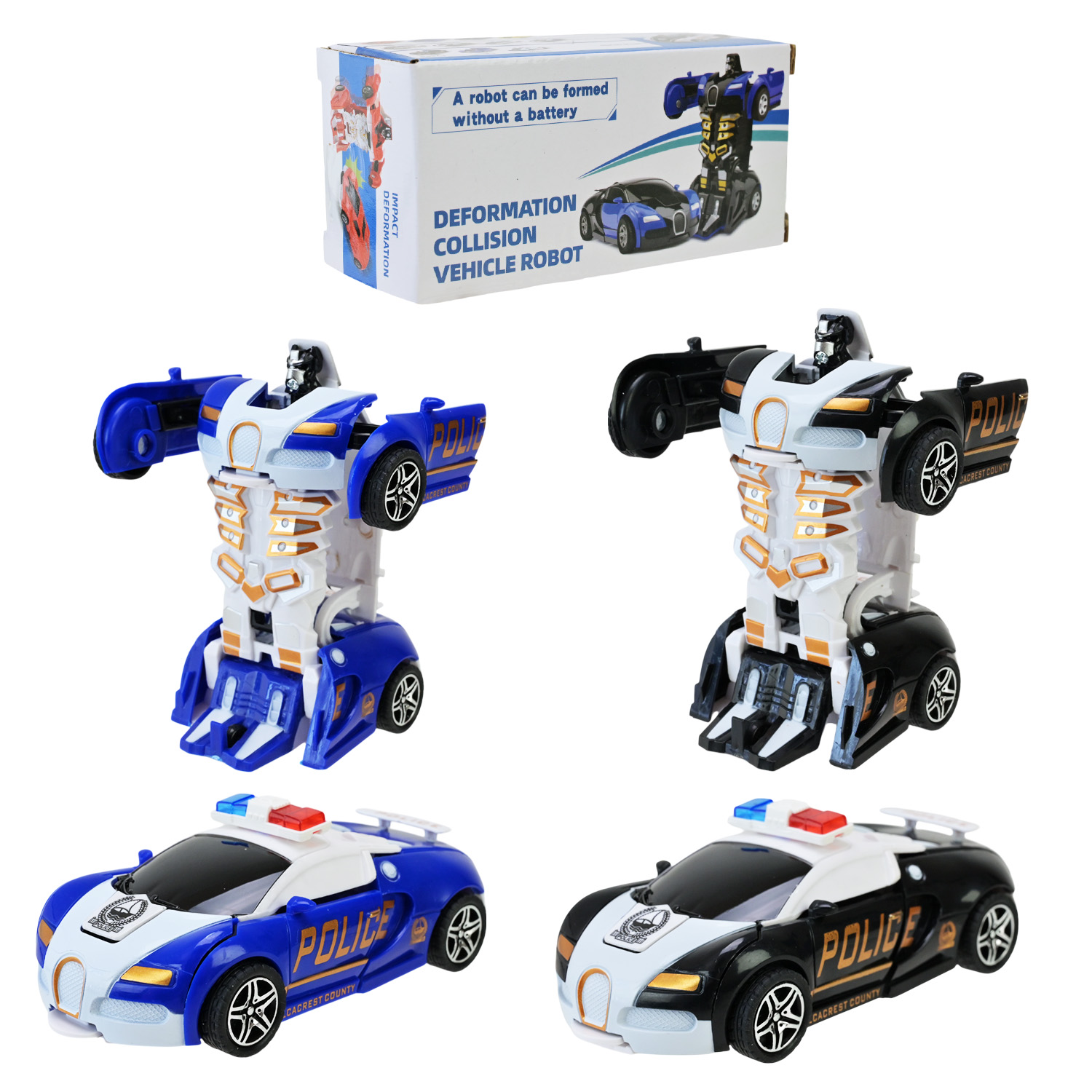 Робот арт. MY688-1 (360шт/2) 2 кольори, трансформується у поліцейську машину, короб. 13,5*6,5*4,6см