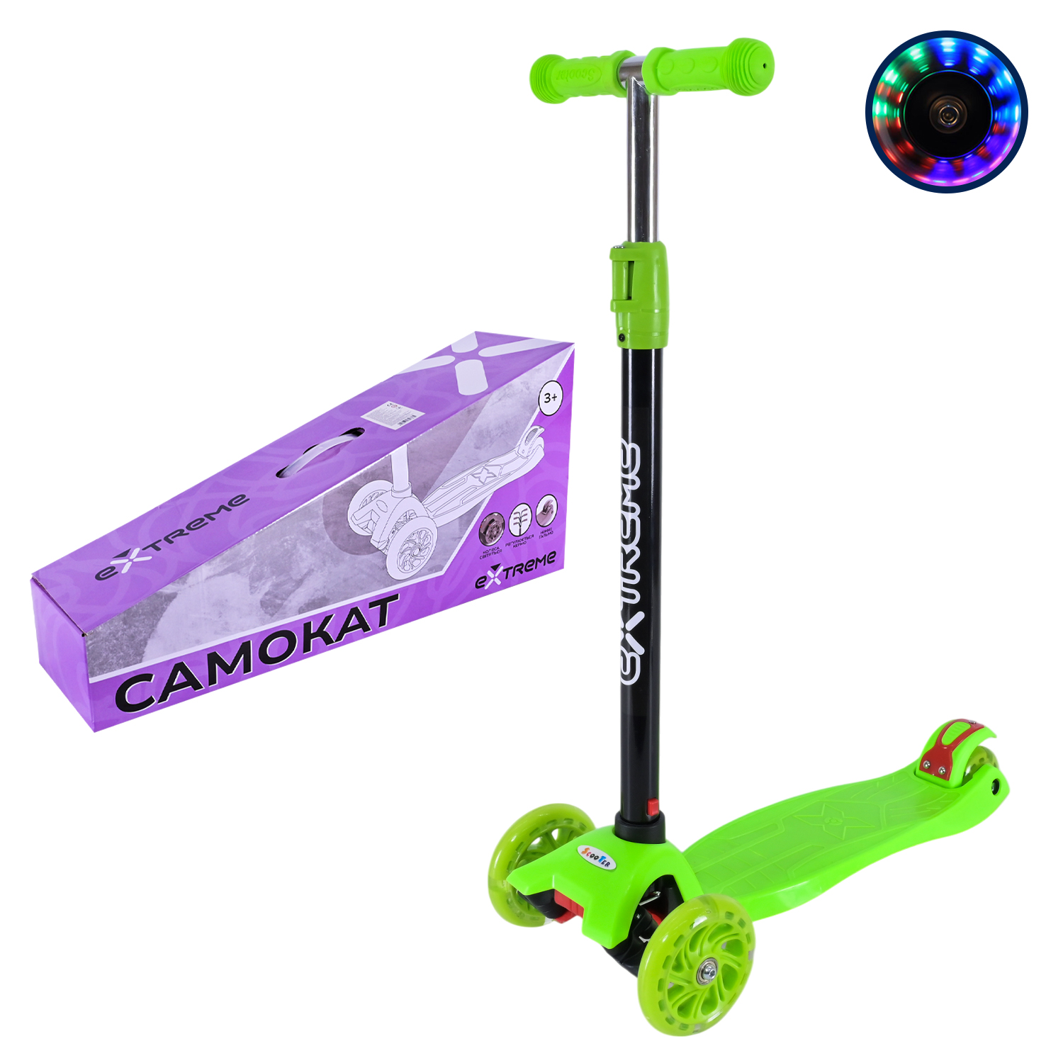 Самокат дитячий 4-х коліс. арт. SC25121 (6шт) MAXI, колеса PU світяться, 6 кольорів мікс, короб. 58*14,5*28 см