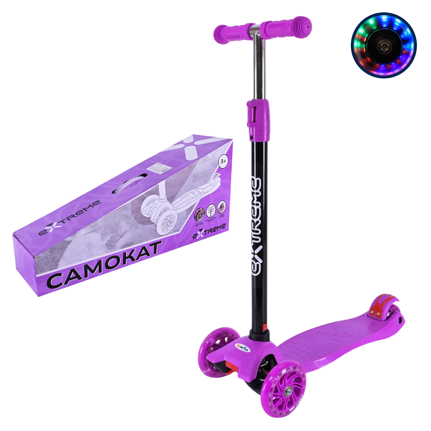 Самокат дитячий 4-х коліс. арт. SC25121 (6шт) MAXI, колеса PU світяться, 6 кольорів мікс, короб. 58*14,5*28 см