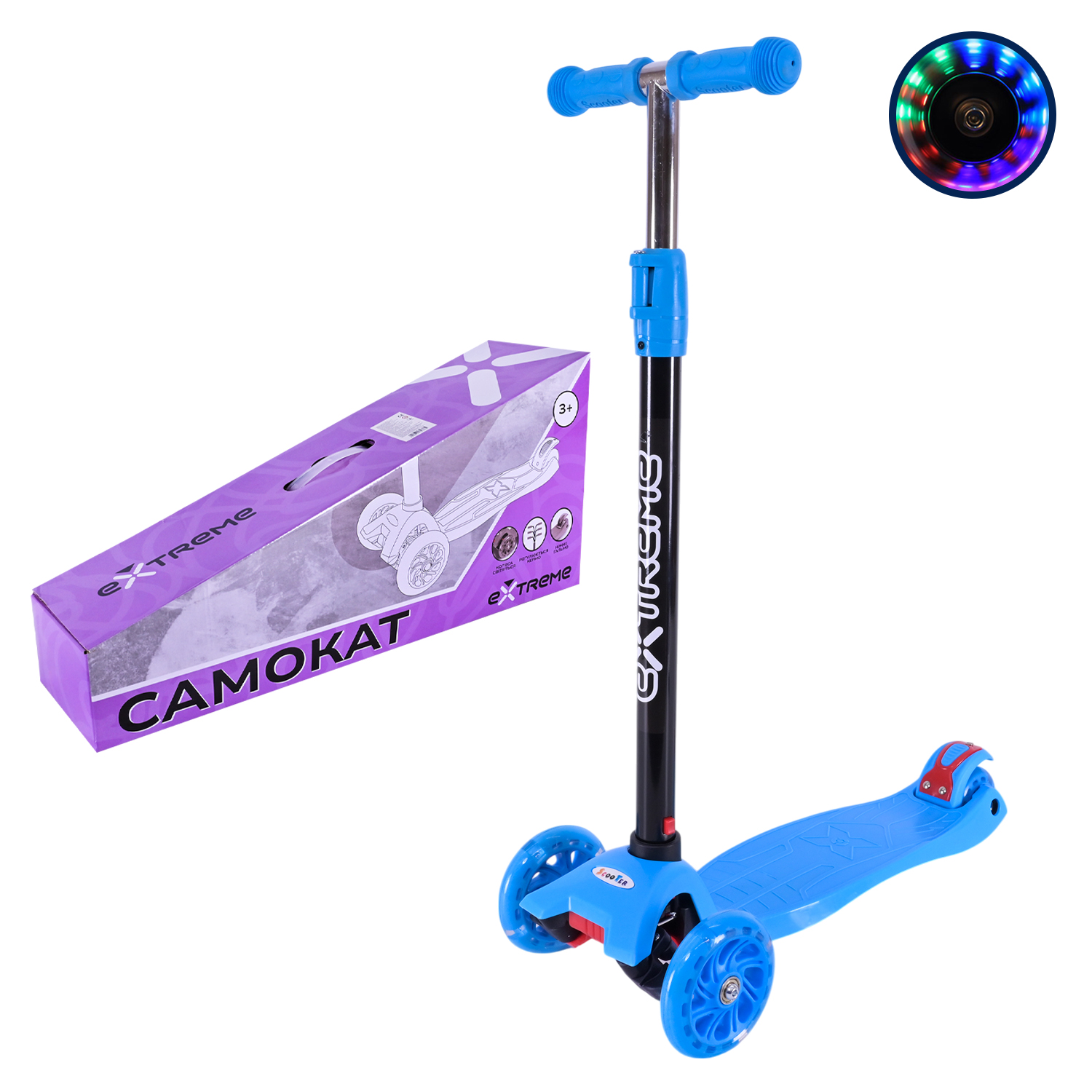 Самокат дитячий 4-х коліс. арт. SC25121 (6шт) MAXI, колеса PU світяться, 6 кольорів мікс, короб. 58*14,5*28 см