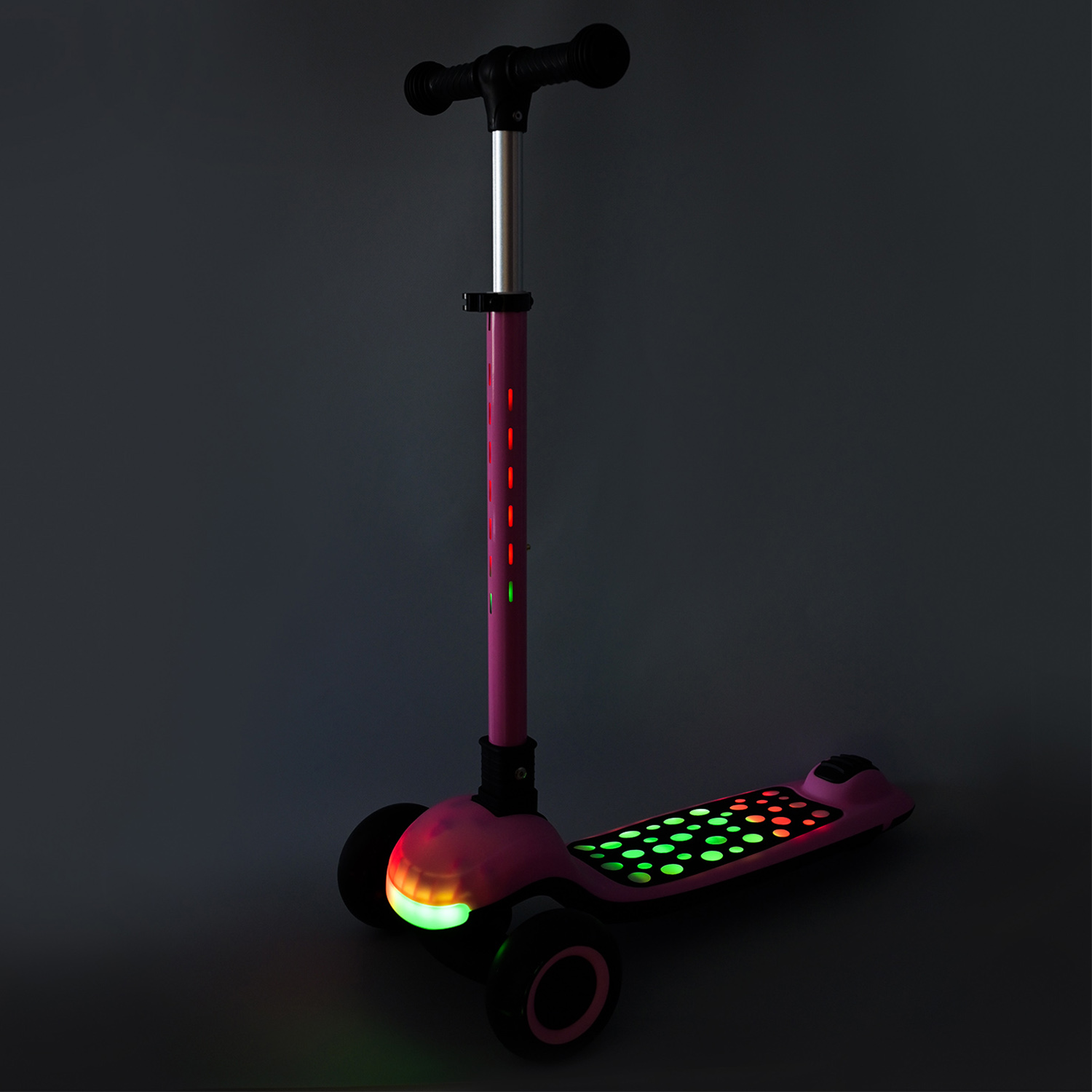 Самокат 3-х колесний арт. SC9026 (6шт) складний зі світлом,колеса PU LED підсвітка, муз, 3 кольори