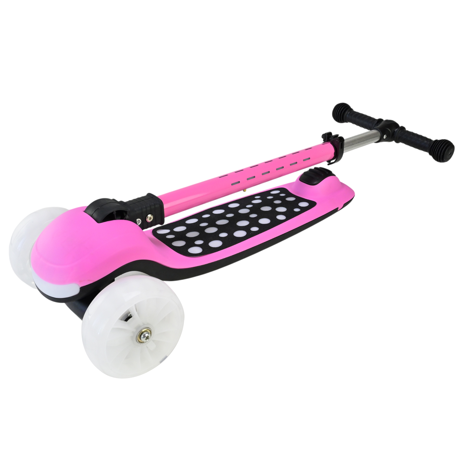 Самокат 3-х колесний арт. SC9027 (6шт) складний зі світлом,колеса PU LED підсвітка від батарейок, муз, 3 кольори