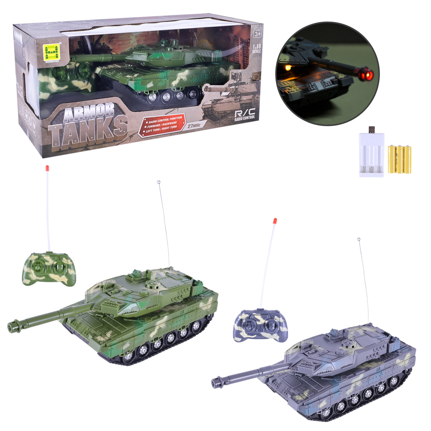 Танк р/к арт. SH091-415B (24шт) 2 кольори, світ, короб. 31*11,5*11см