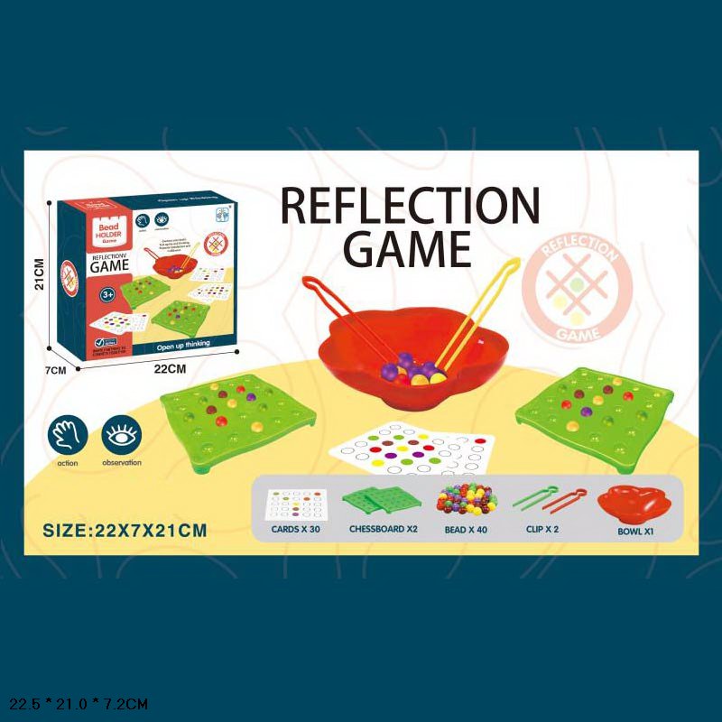 Гра "Затискай бусинки" арт. 116 (60шт/2) 30 карток із завданнями, 40 кульок, 2 пінцети, 2 ігрові поля, короб. 22*7*21см