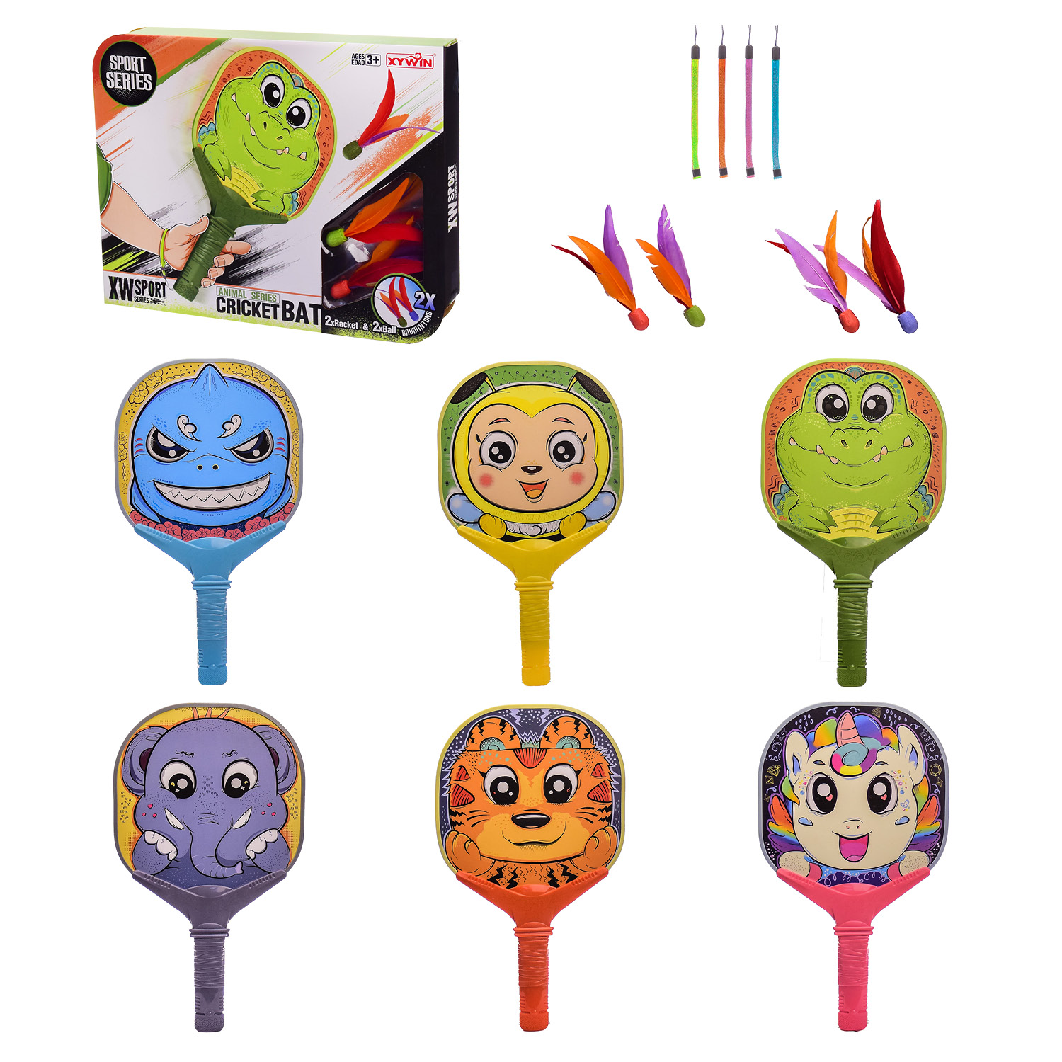 Ракетки арт. 9919-1-6 (36 шт) з 2 м'ячиками короб.– 36*4*28 см, р-р іграшки – 19*33 см