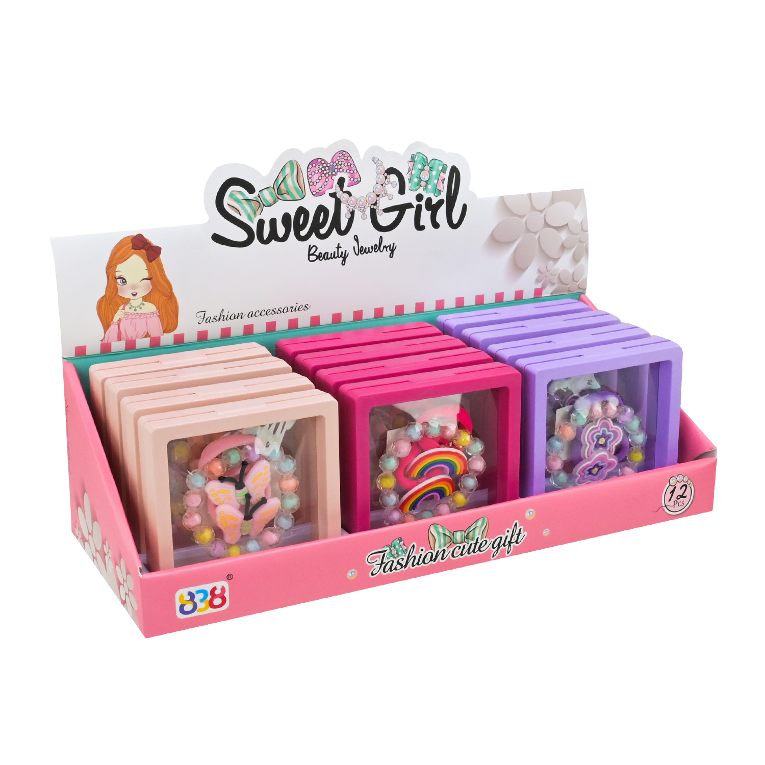 Прикраси набір арт. 838-2301-3A (288шт/2) заколочки для волосся, ціна за 1 коробку дисп.бокс. 9*9*2см