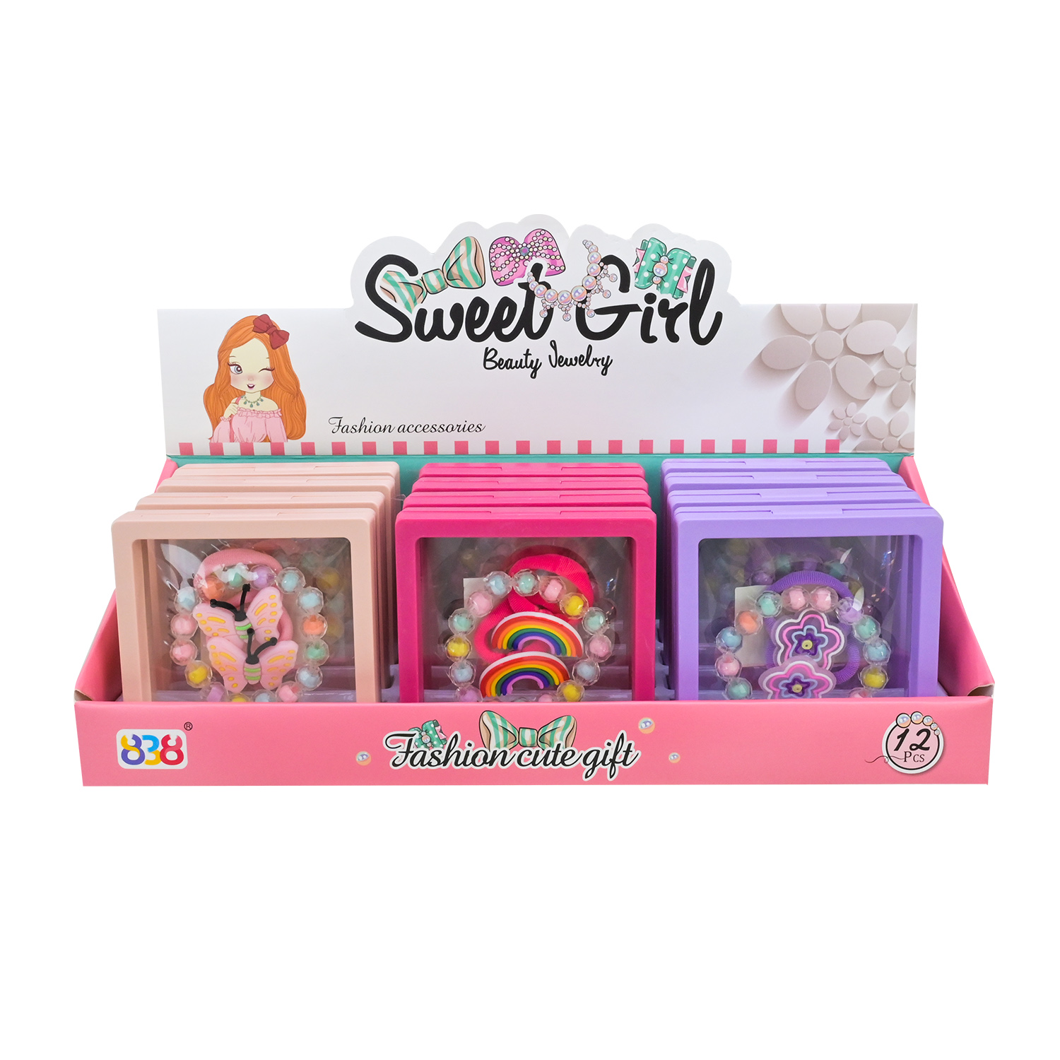 Прикраси набір арт. 838-2301-3A (288шт/2) заколочки для волосся, ціна за 1 коробку дисп.бокс. 9*9*2см