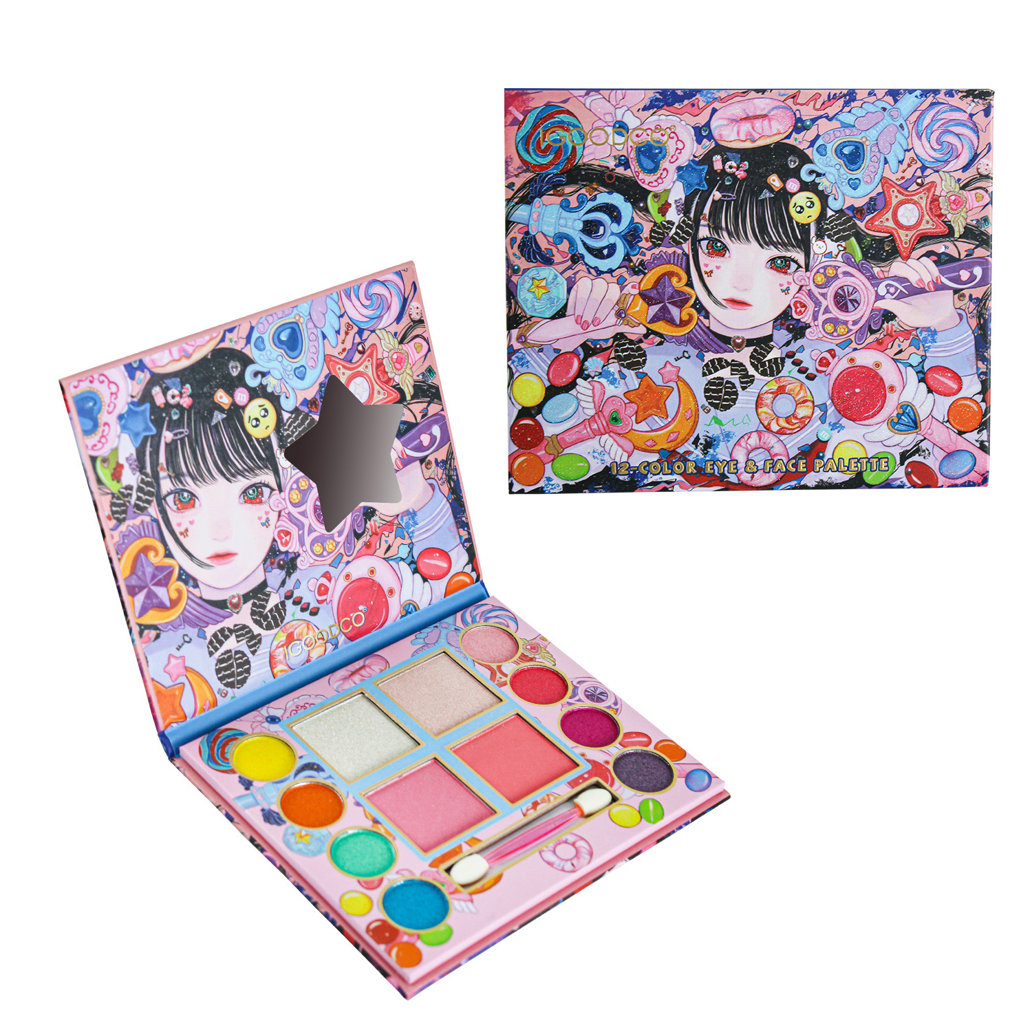 Косметика арт. IG2943 (192шт/16) палетка тіней для повік, пензлик короб. 16*13*1 см