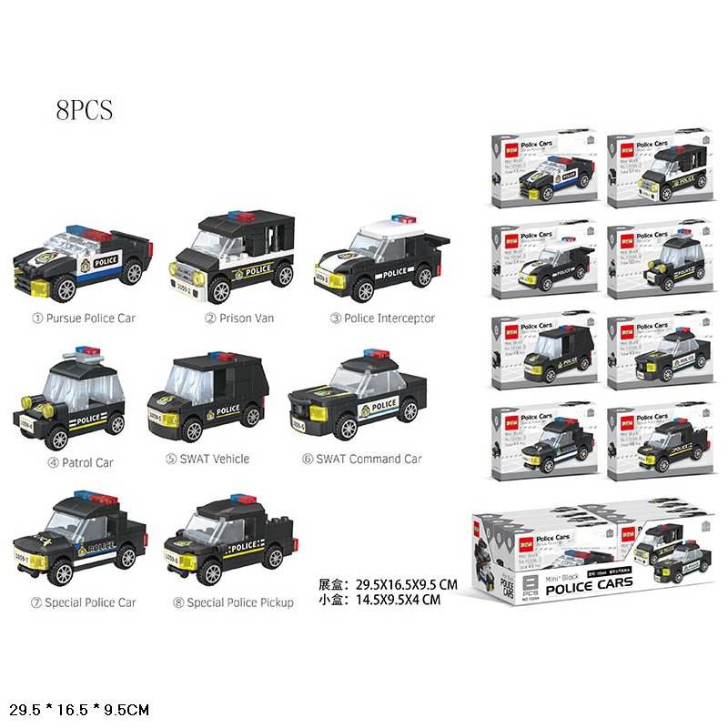 Ігровий набір арт. 1059A (384шт/2) поліція ,44-53дет. 8 видів, 48уп*8шт у дісплей боксі 29,5*16,5*9,5см