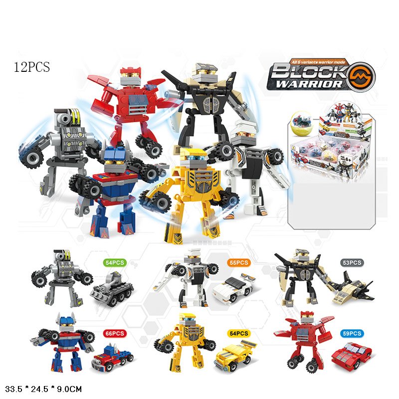 Ігровий набір арт. SM310A (288шт/2) 53-66дет. робот-машина, 6 видів, 24уп*12шт у дісплей боксі 33,5*24,5*9см