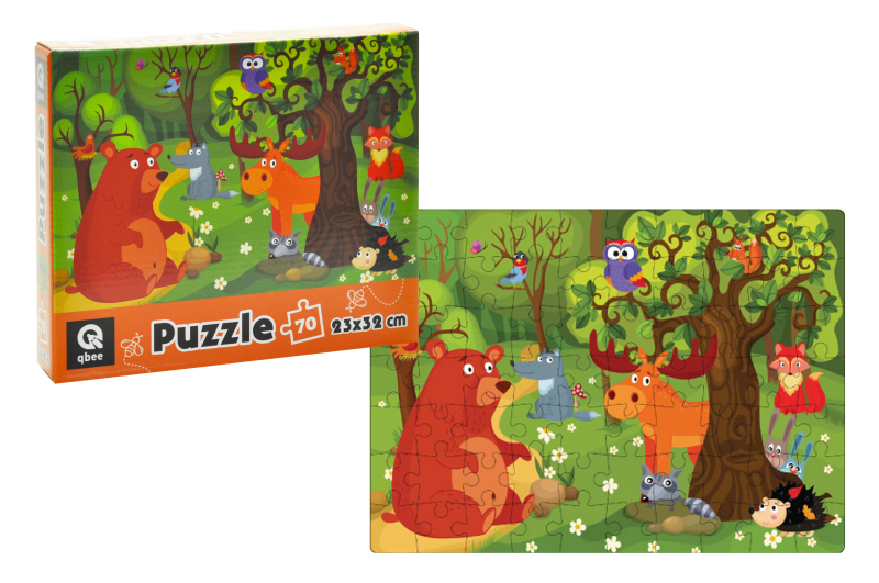 Пазли картонні - 70 елм. в кор. "Лісові мешканці"  QB400-002 qbee