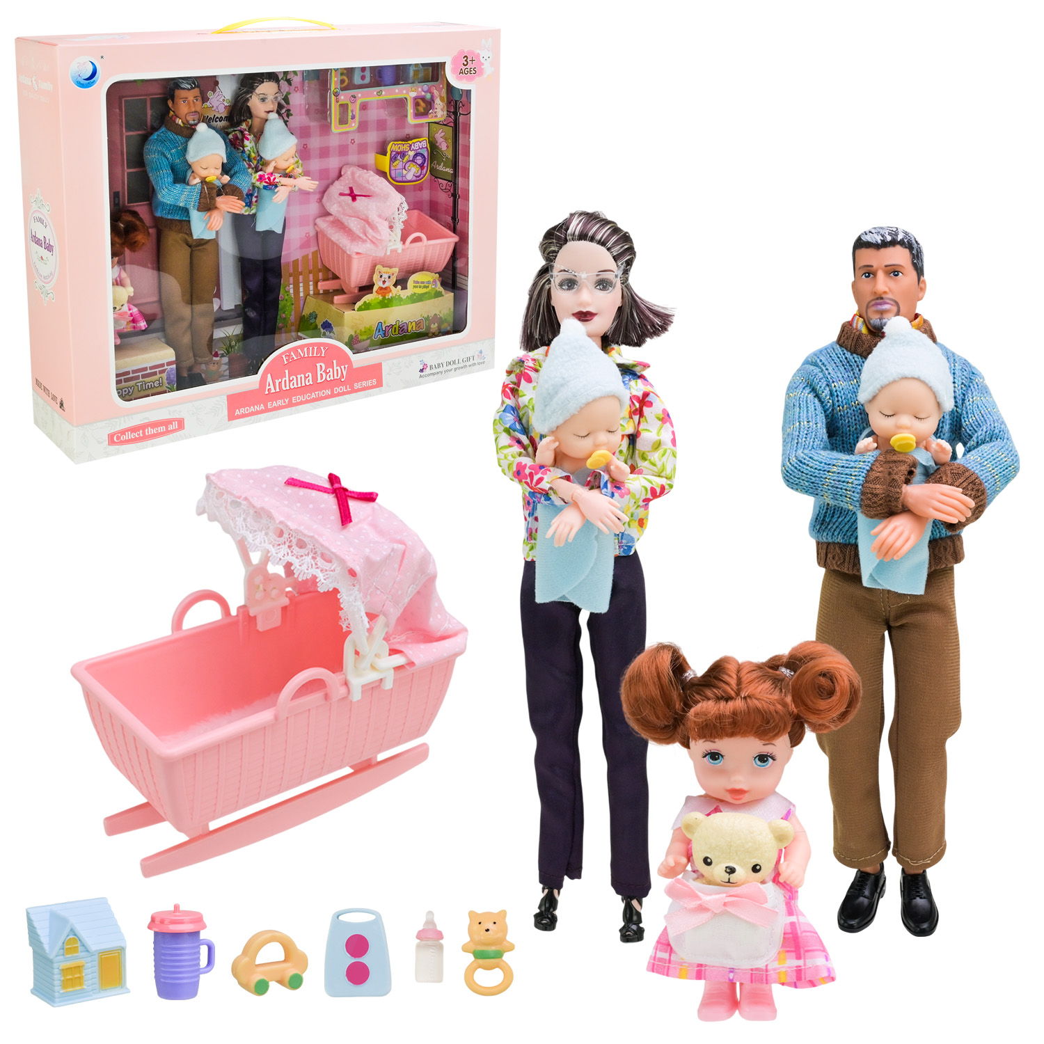 Лялька арт. 202166 (18шт/2)   типу Барбі, бабуся та дідусь, немовля, аксес короб. 29см