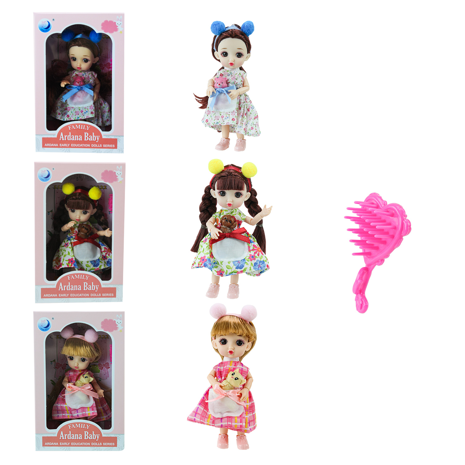 Лялька мал арт. 202205 (120шт/2)   мікс 6 видів ( по 3 види в дозі), р-р ляльки короб. 15см