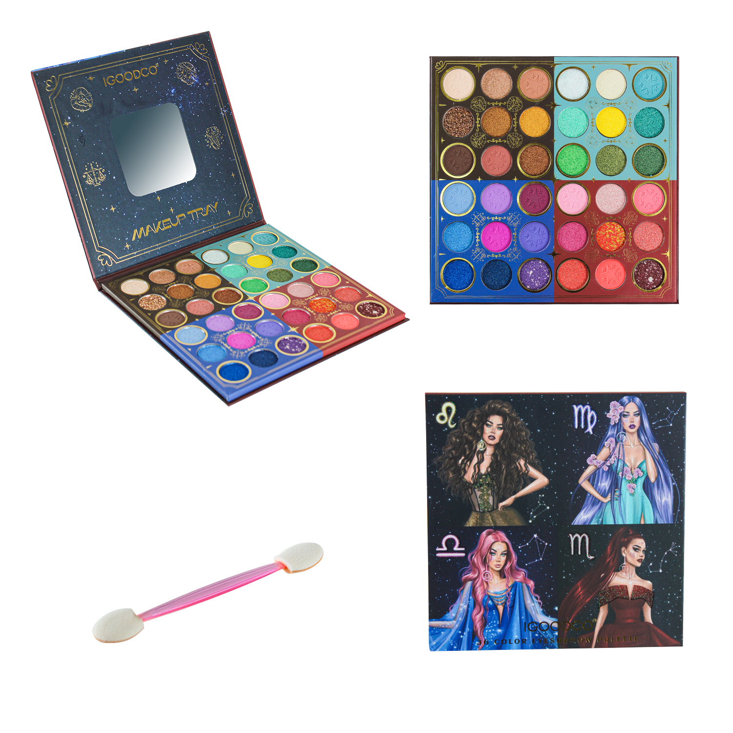 Косметика арт. IG2946 (144шт/12) 12уп по12шт ціна палетка тіней для повік, пензлик для макіяжу короб. 18*18*1 см