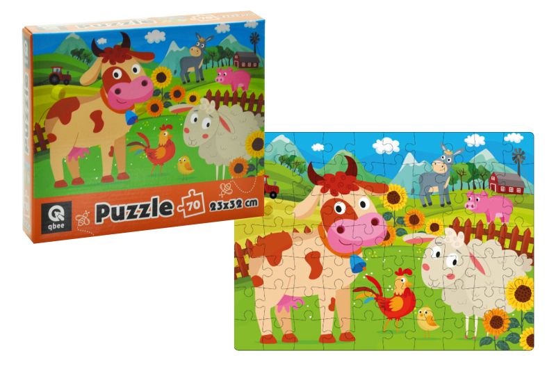 Пазли картонні - 70 елм. в кор. "Мешканці ферми" QB400-004 qbee