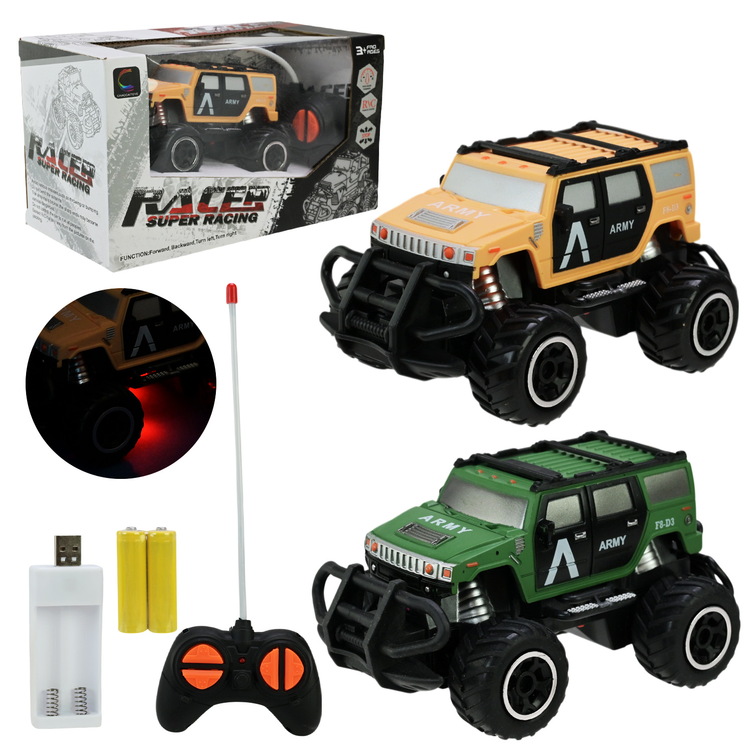 Машина р/к арт. 6149G (72шт/2) 2кольори, батар., світло, короб. 21*10*12 см