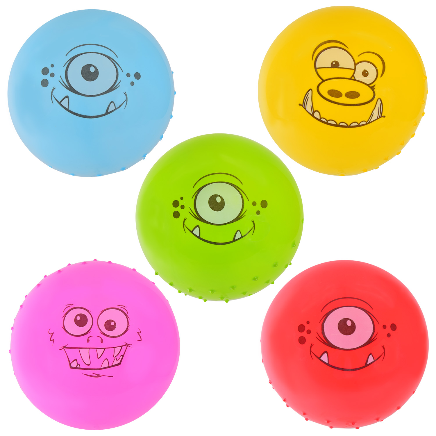 М'яч гумовий арт. RB20305 (300шт) з шипами, 9" 60 грамм, 5 кольорів