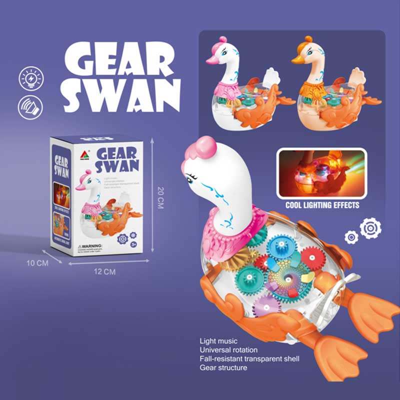 Лебідь муз. арт.FW-2066A (72шт/2) світ, звук, рух, 2 кольори мікс, прозорий корпус, кольорові внутрішні деталі, короб. 12*10*20см
