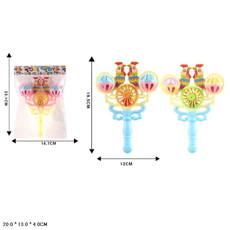 Брязкальце у ручку арт. 0085-2 (600шт/2) 2 кольори мікс, р-р 16,7*23,1см, пакет 19,5*12см