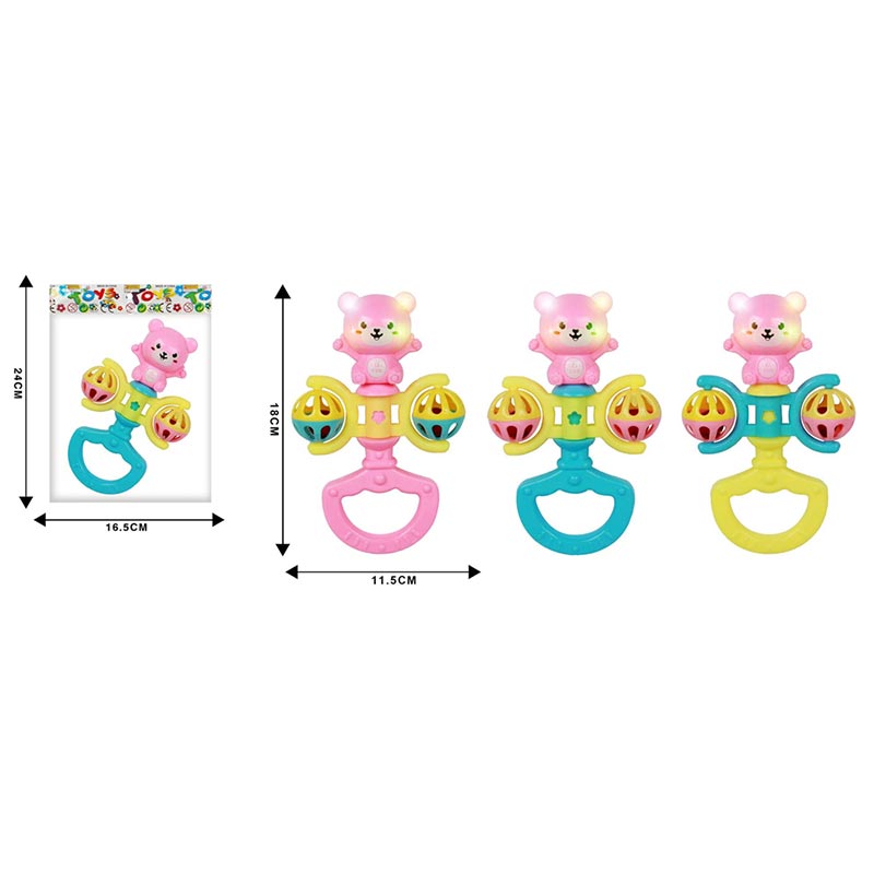 Брязкальце у ручку арт. 2076-12A (720шт/2) 3 кольори мікс, р-р 18*11,5см, пакет 16,5*24см