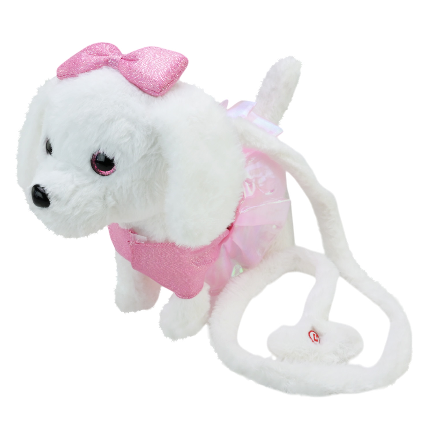 Іграшка собачка на повідку арт. C2911 (40шт) 2 види в платті 31*10*23 см англ. яз, ходить, співає в сумці 24*9*14 см