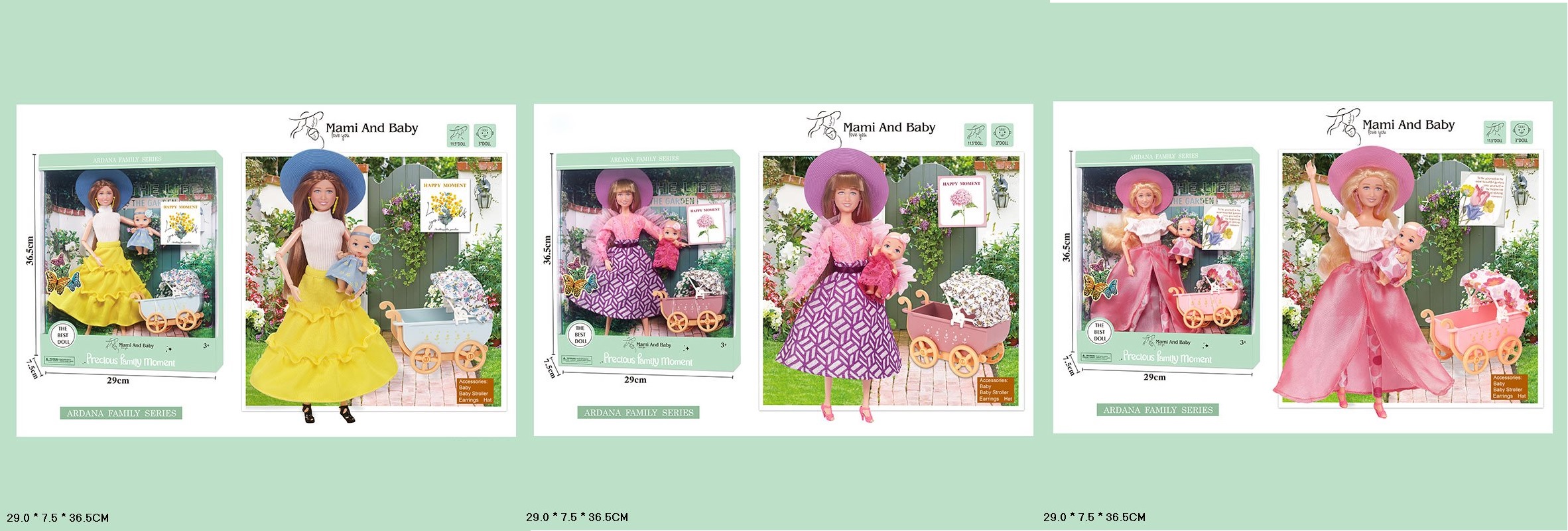 Лялька арт. A790-1/2/3 (24шт/2) мікс 3 види,матуся, немовля, аксес, р-р ляльки короб. 29см