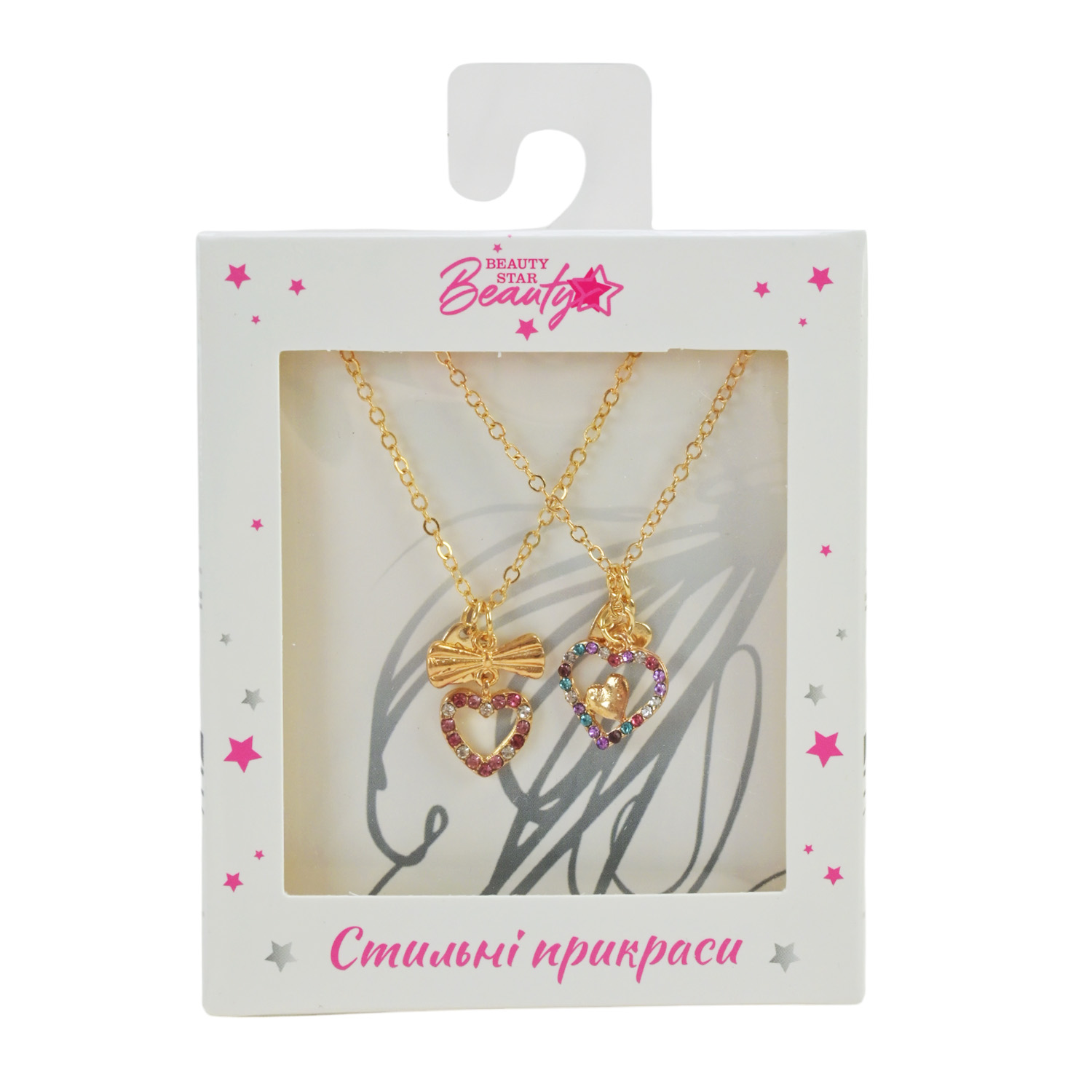 Прикраси набір Beauty Star арт. PL-524-404 (108шт) мікс 6 видів, сет 2 в 1, намисто "Best Friend" зі стразами короб. 10*7*1,5см