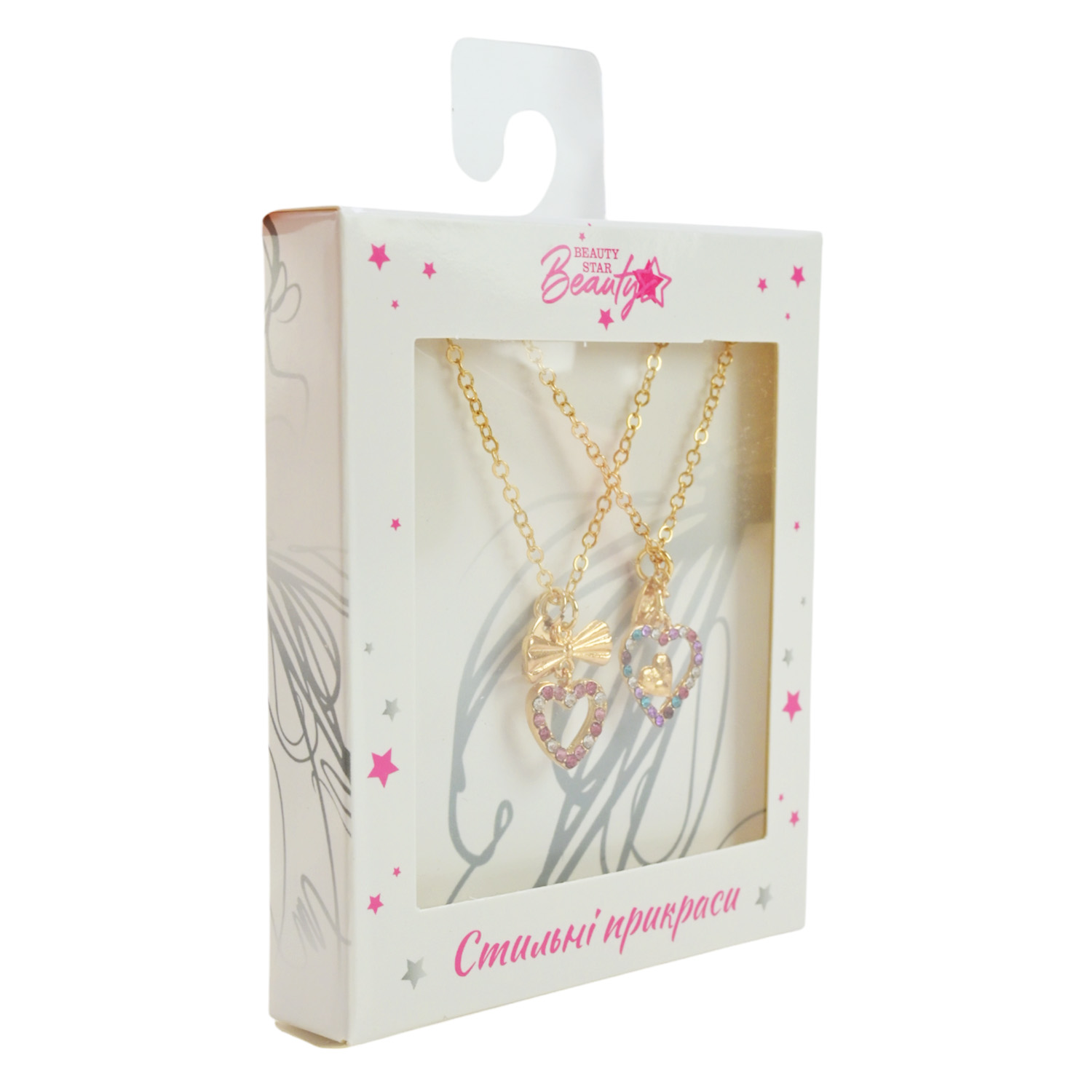Прикраси набір Beauty Star арт. PL-524-404 (108шт) мікс 6 видів, сет 2 в 1, намисто "Best Friend" зі стразами короб. 10*7*1,5см