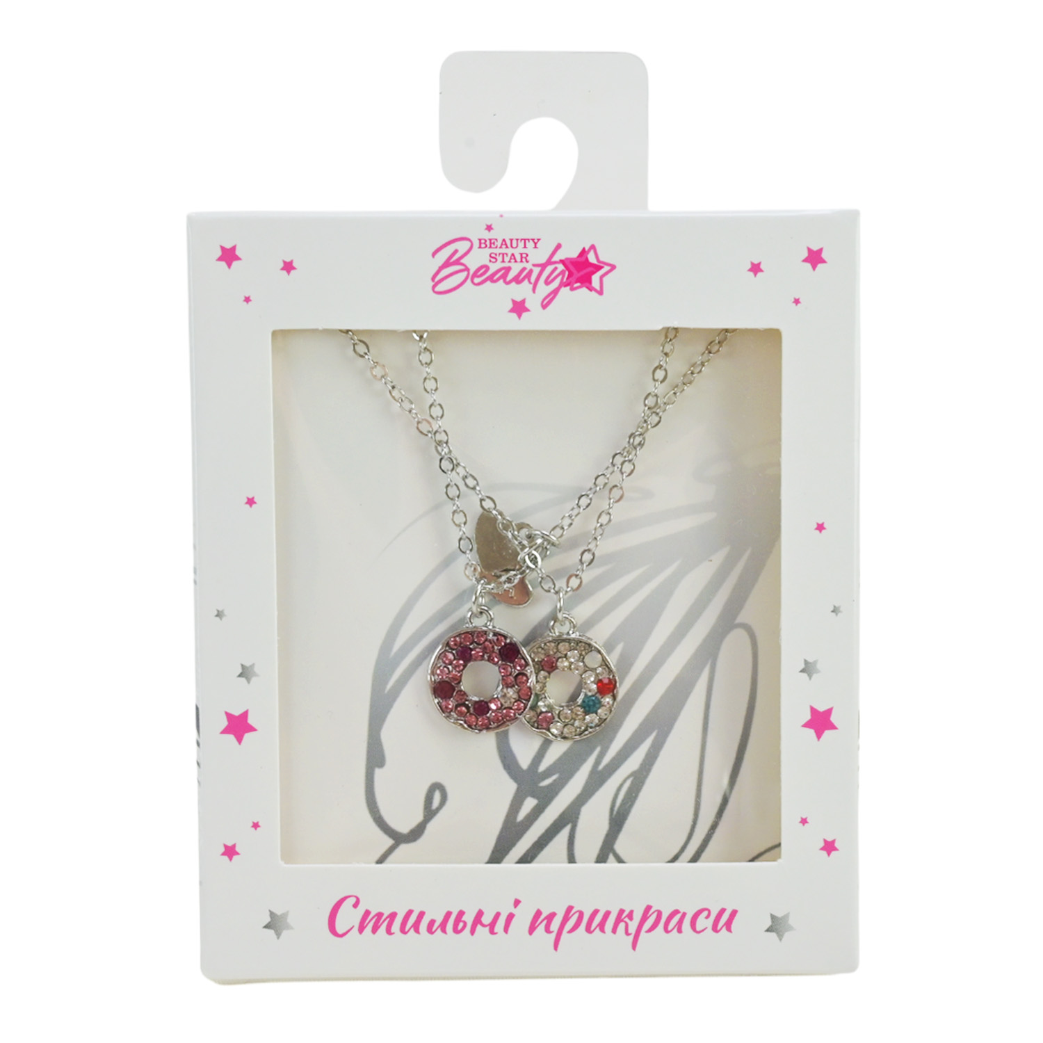 Прикраси набір Beauty Star арт. PL-524-404 (108шт) мікс 6 видів, сет 2 в 1, намисто "Best Friend" зі стразами короб. 10*7*1,5см