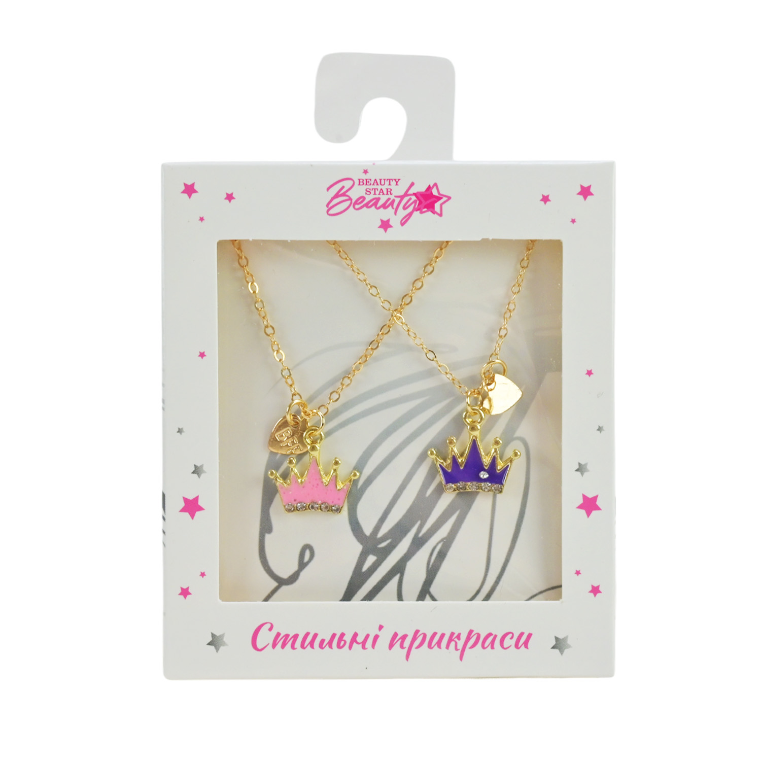 Прикраси набір Beauty Star арт. PL-524-404 (108шт) мікс 6 видів, сет 2 в 1, намисто "Best Friend" зі стразами короб. 10*7*1,5см