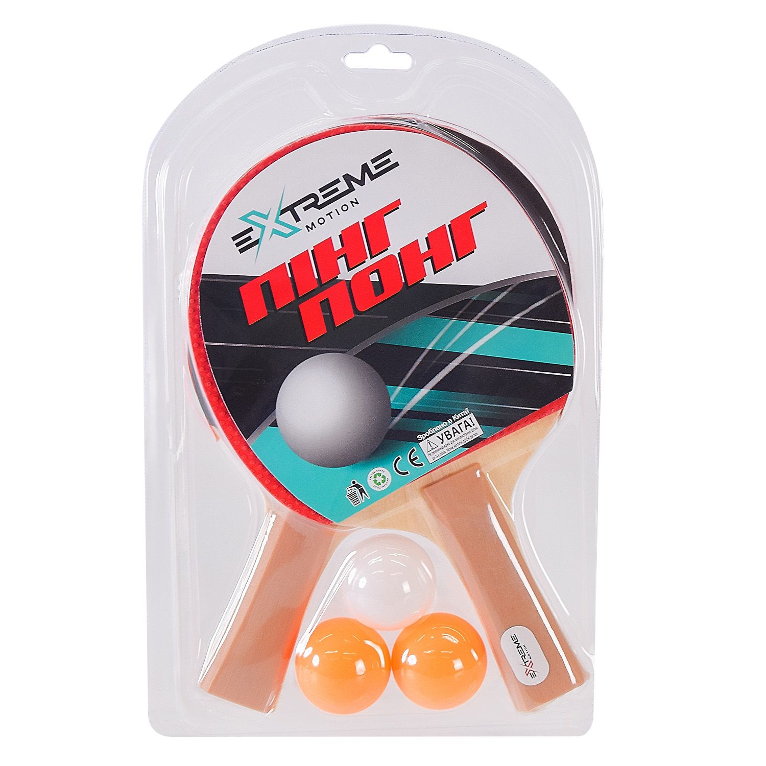 Теніс настільний арт. TT24171 (50шт) 2 ракетки, 3 м'ячики, в слюді,товщина 7 мм