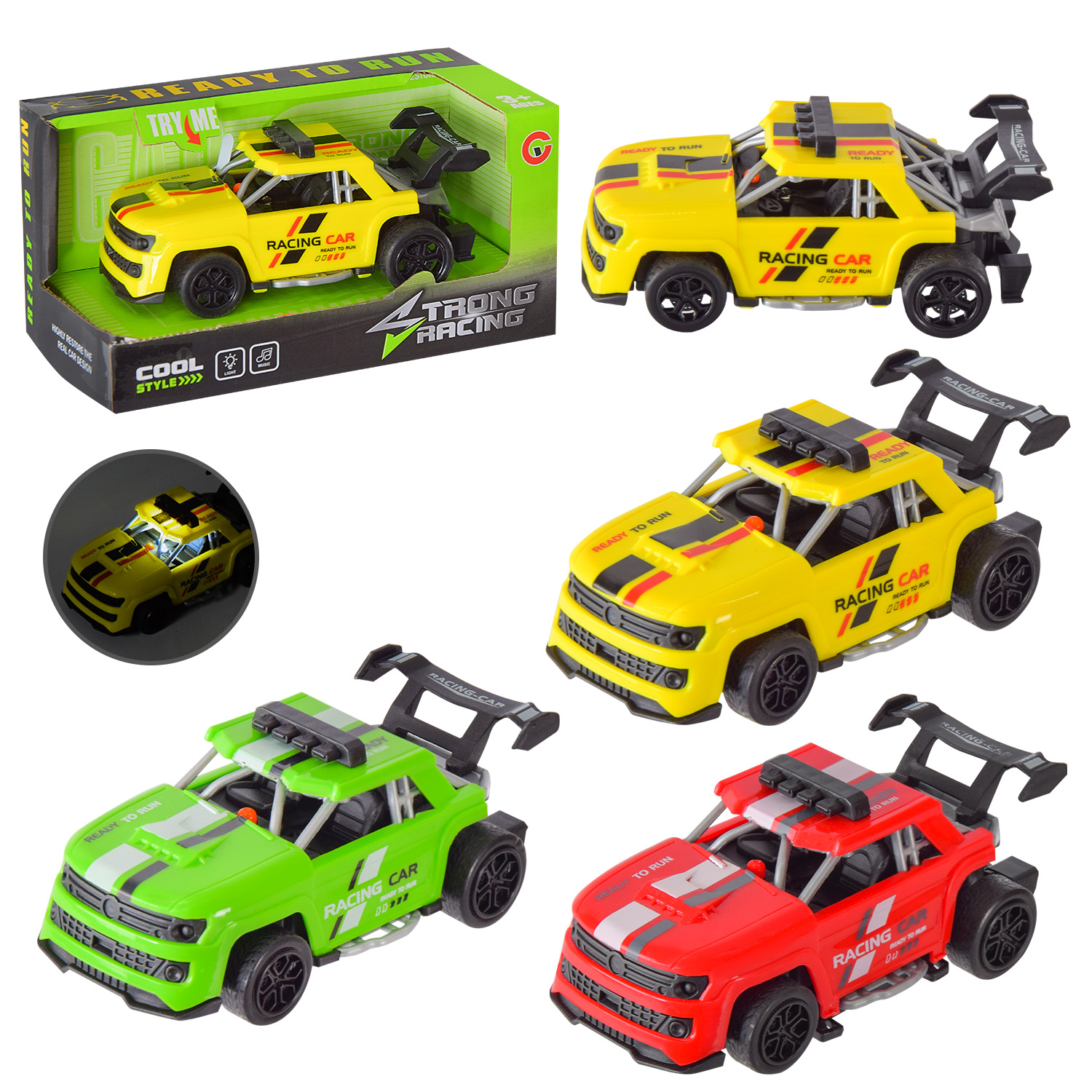 Машина арт. 9813-1C (360шт/4) батар. 3кольора, світло,звук, короб. 14,2*7*7,2см