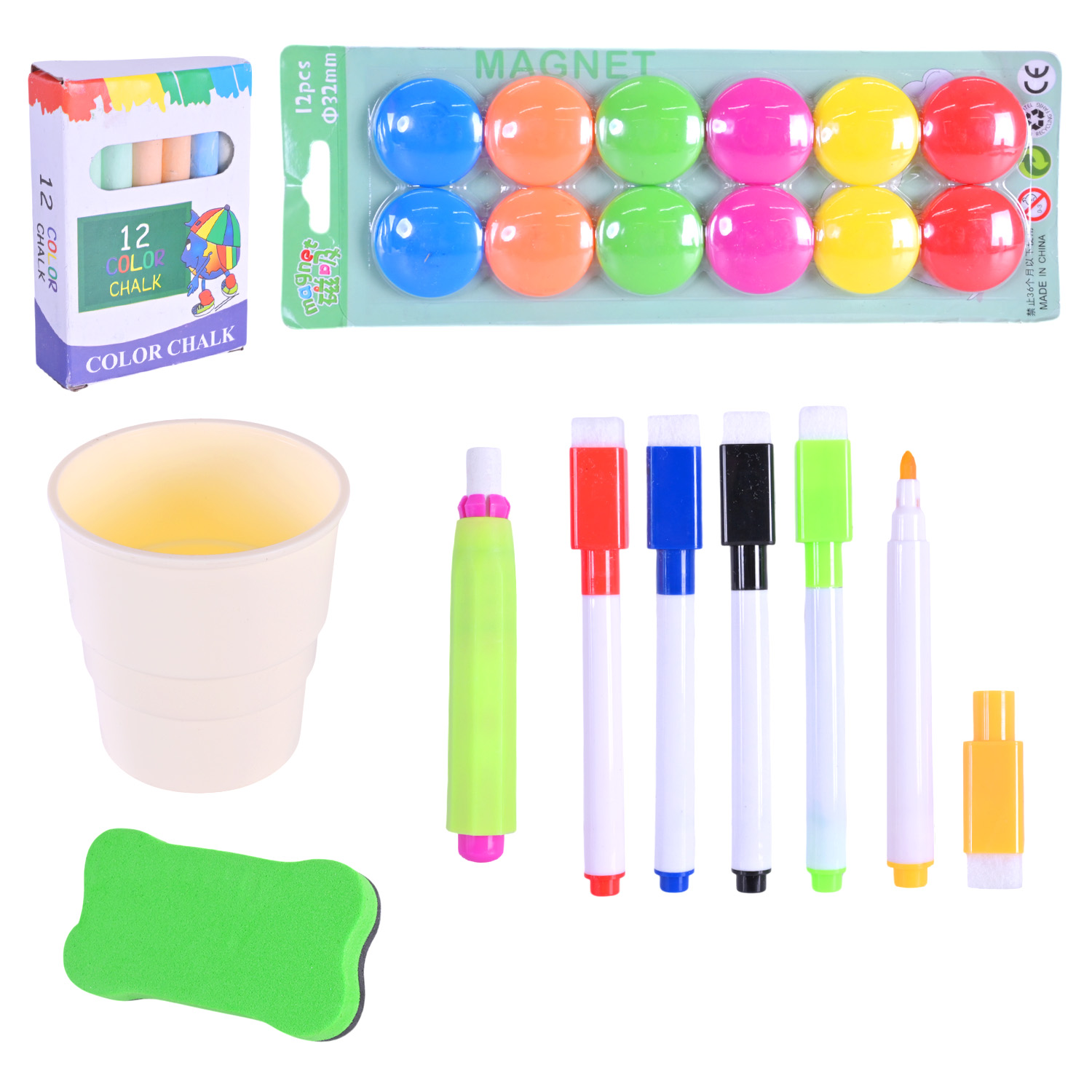 Мольберт арт.050-13 (12шт) р-р в зібраному вигляді 86*38,5*60см, двох-сторон. у наборі 3 маркери, крейда, короб.60*8,3*53см