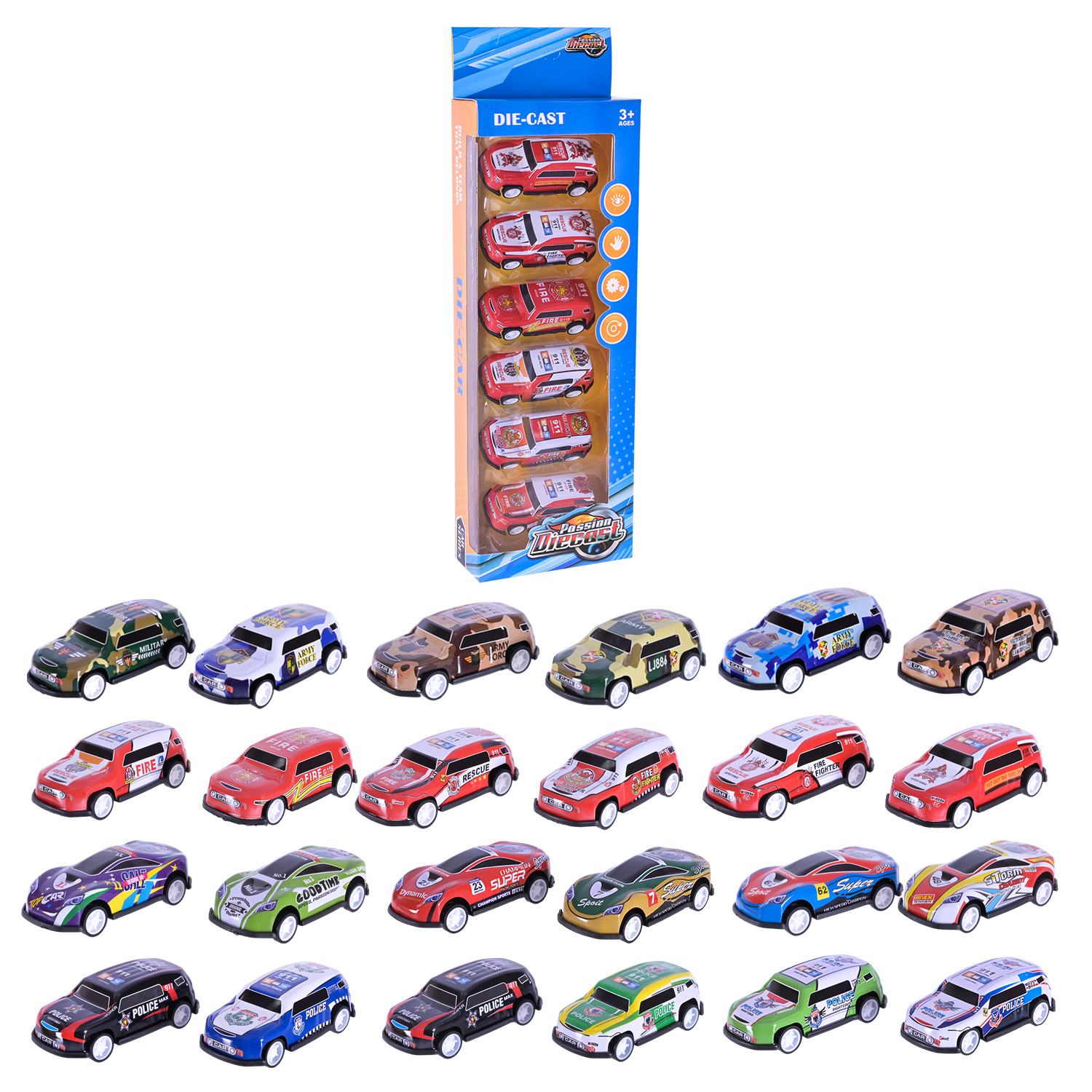 Набір машин мет.-пласт. арт. 5206A-1/7/8/9 (216шт/2) 4 види короб. 30,8*9,7*4см