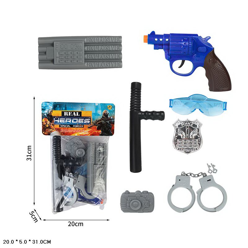 Поліицейский набір арт. 88P-96 (168шт/2)   пистолет, наручники, значок, пакет 20*5*31см