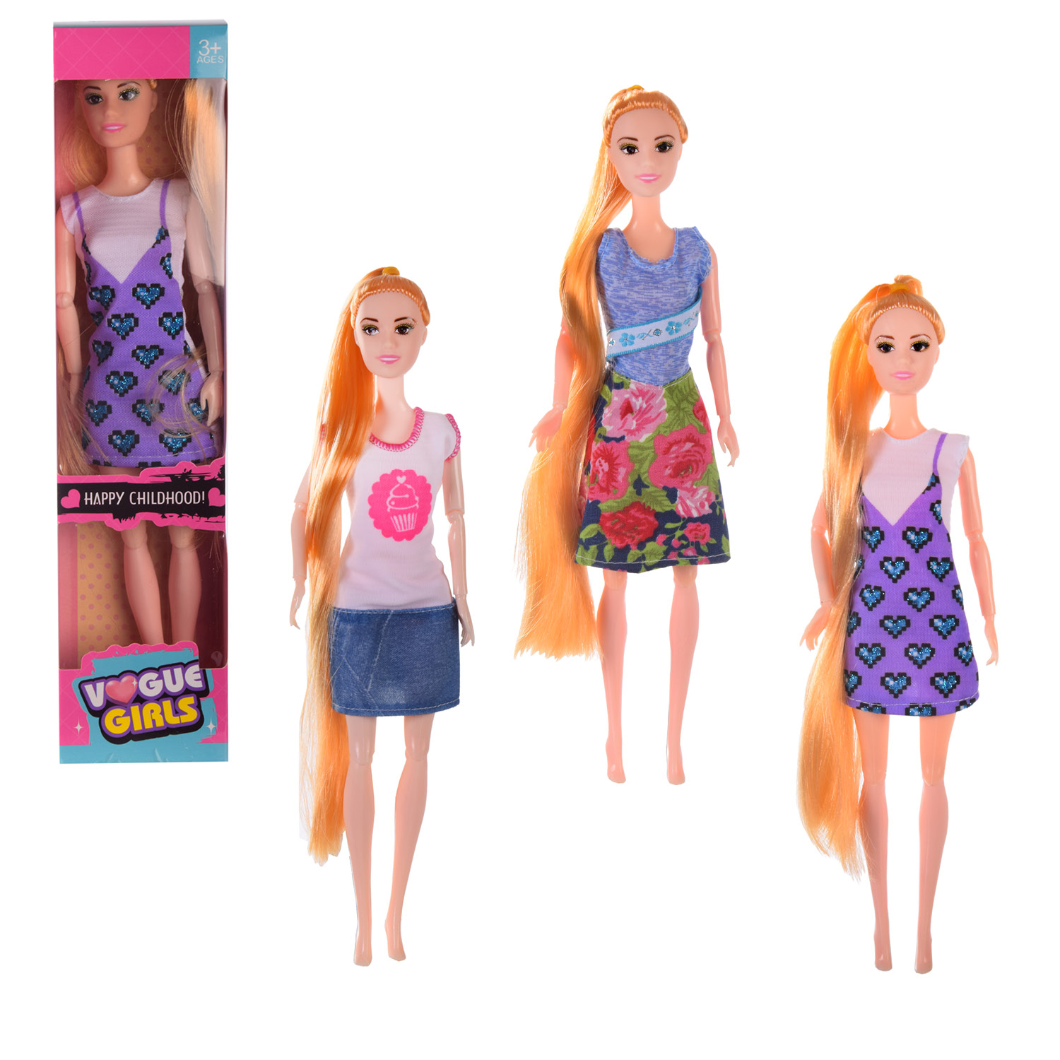 Лялька арт. RT-22 (144шт/2) 3 види, короб. 7*9*32 см