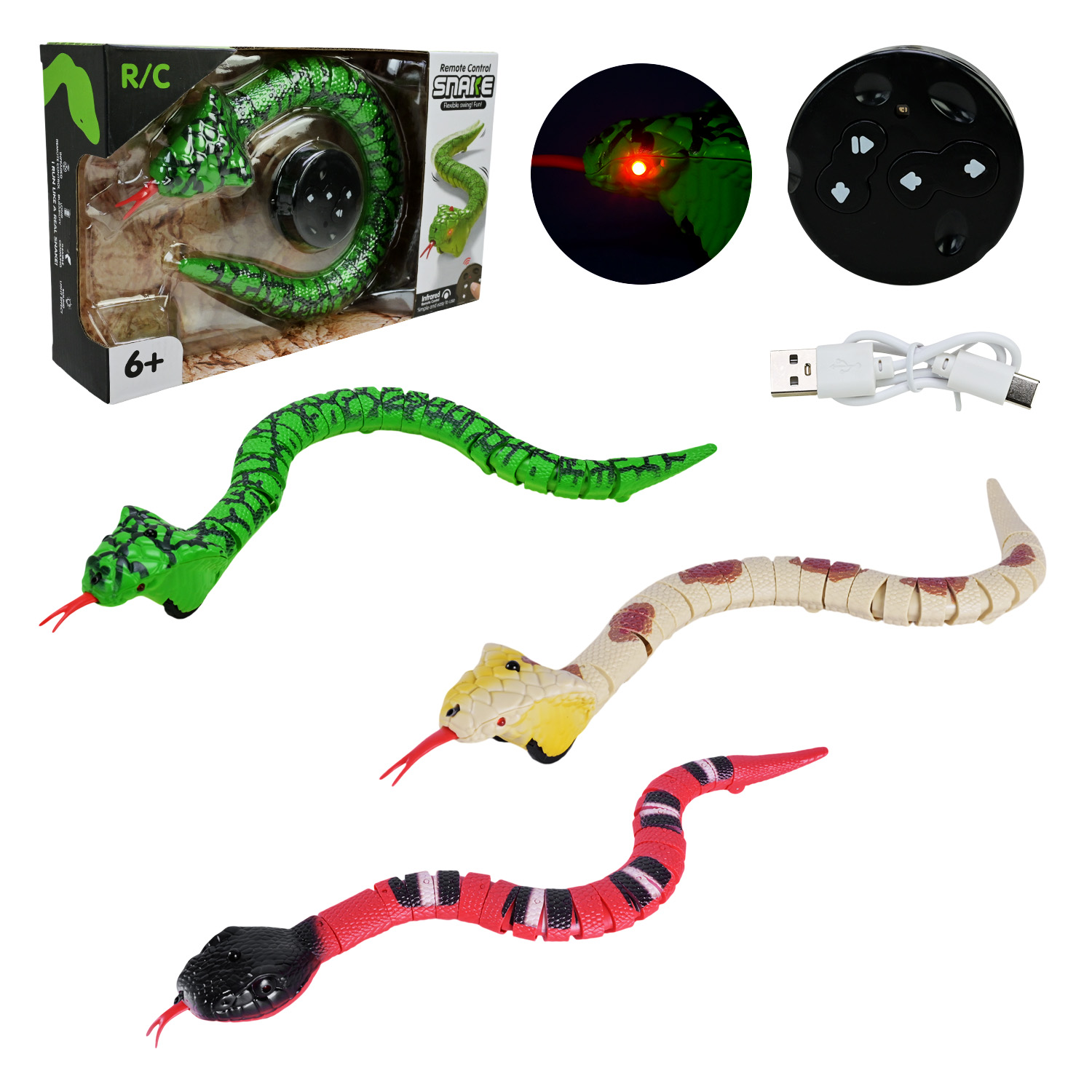 Тварина інтеракт. змія арт. 218B-6B/7A/7B (72шт) на р/к, 3 види мікс, короб.15,2*6,2*25,5см.