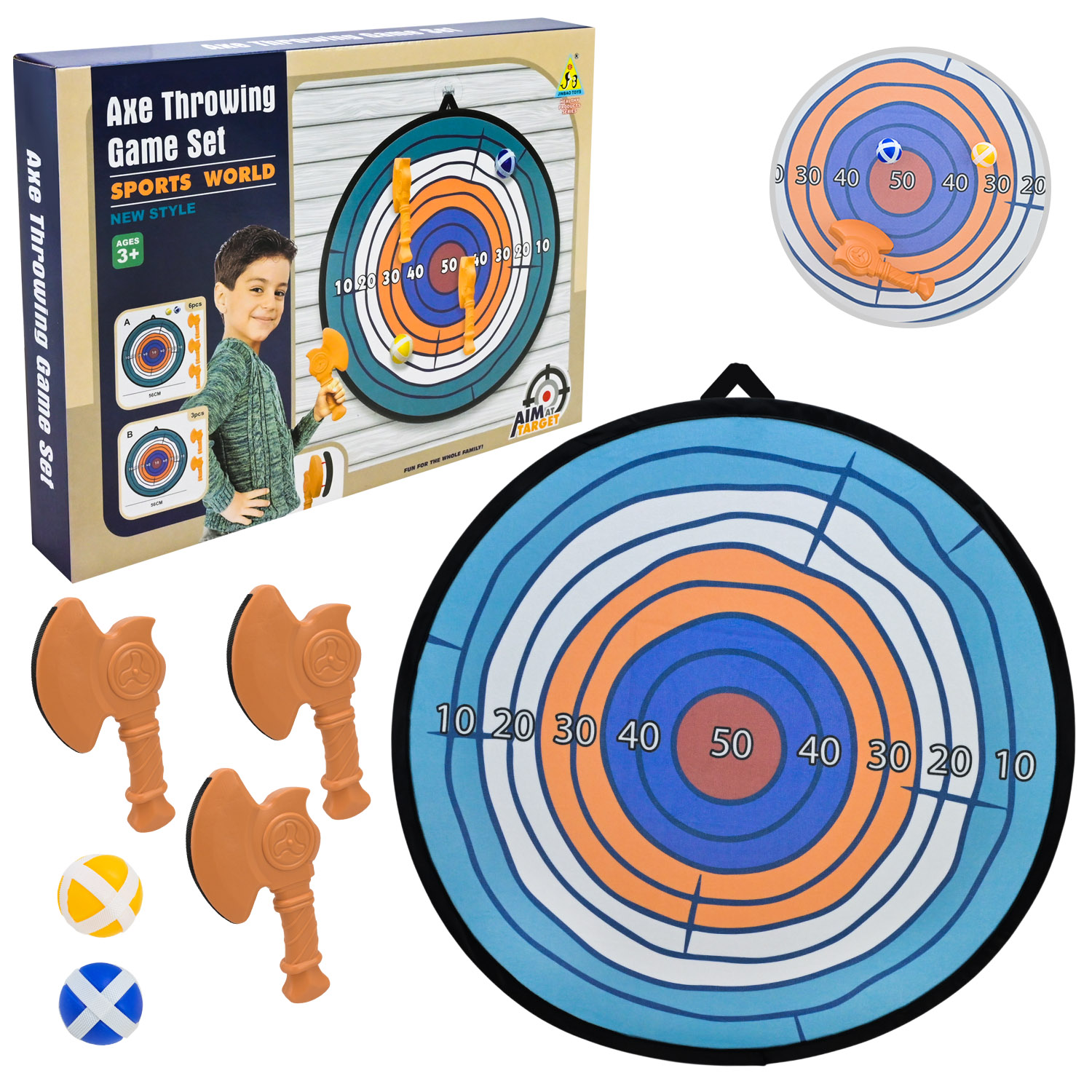 Дартс арт. JB6109A (108шт/2) 2 м'ячика,3 топорика 56 см у кор