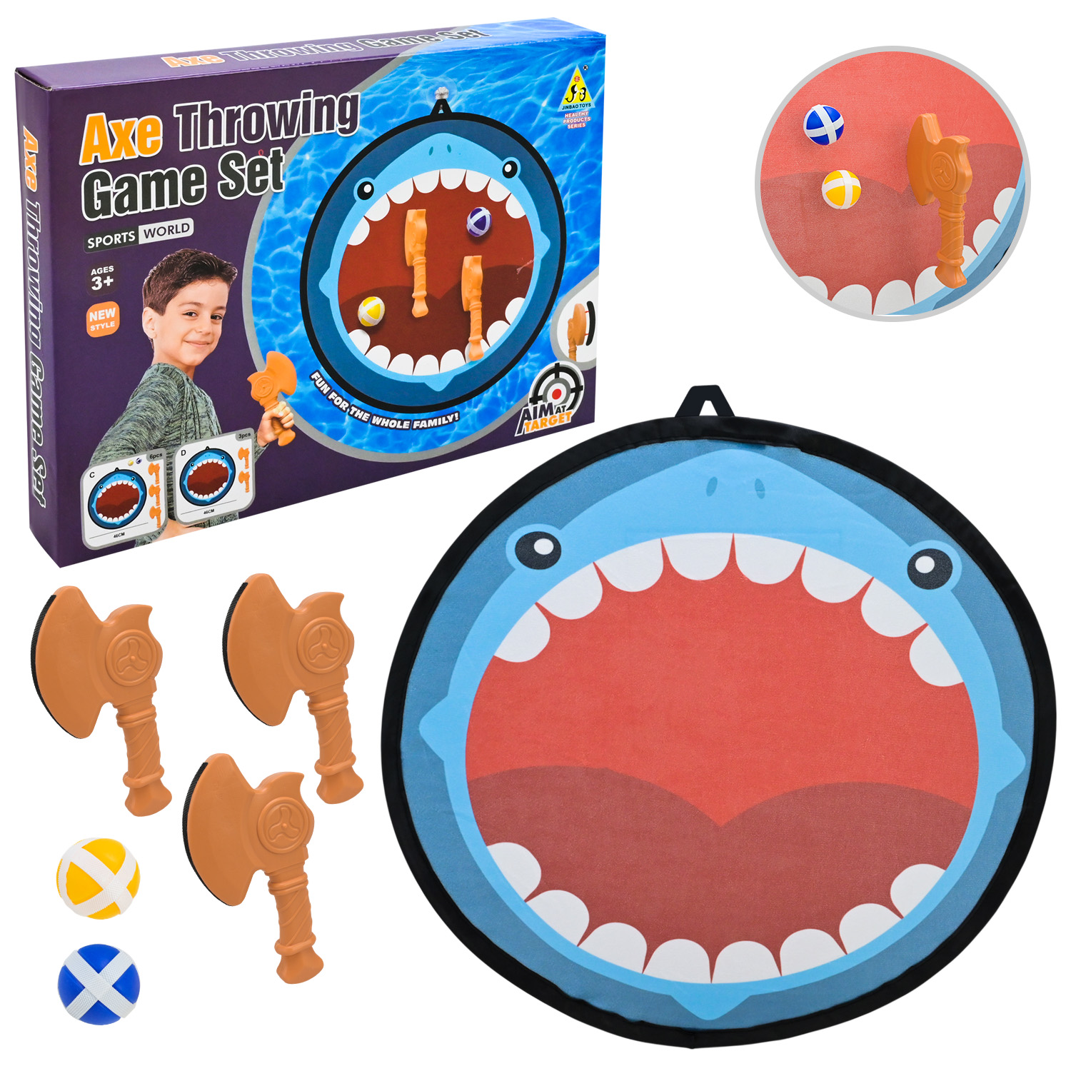 Дартс арт. JB6109C (132шт/2) 2 м'ячика,3 топорика 46 см короб. 26,5*4*19,5 см