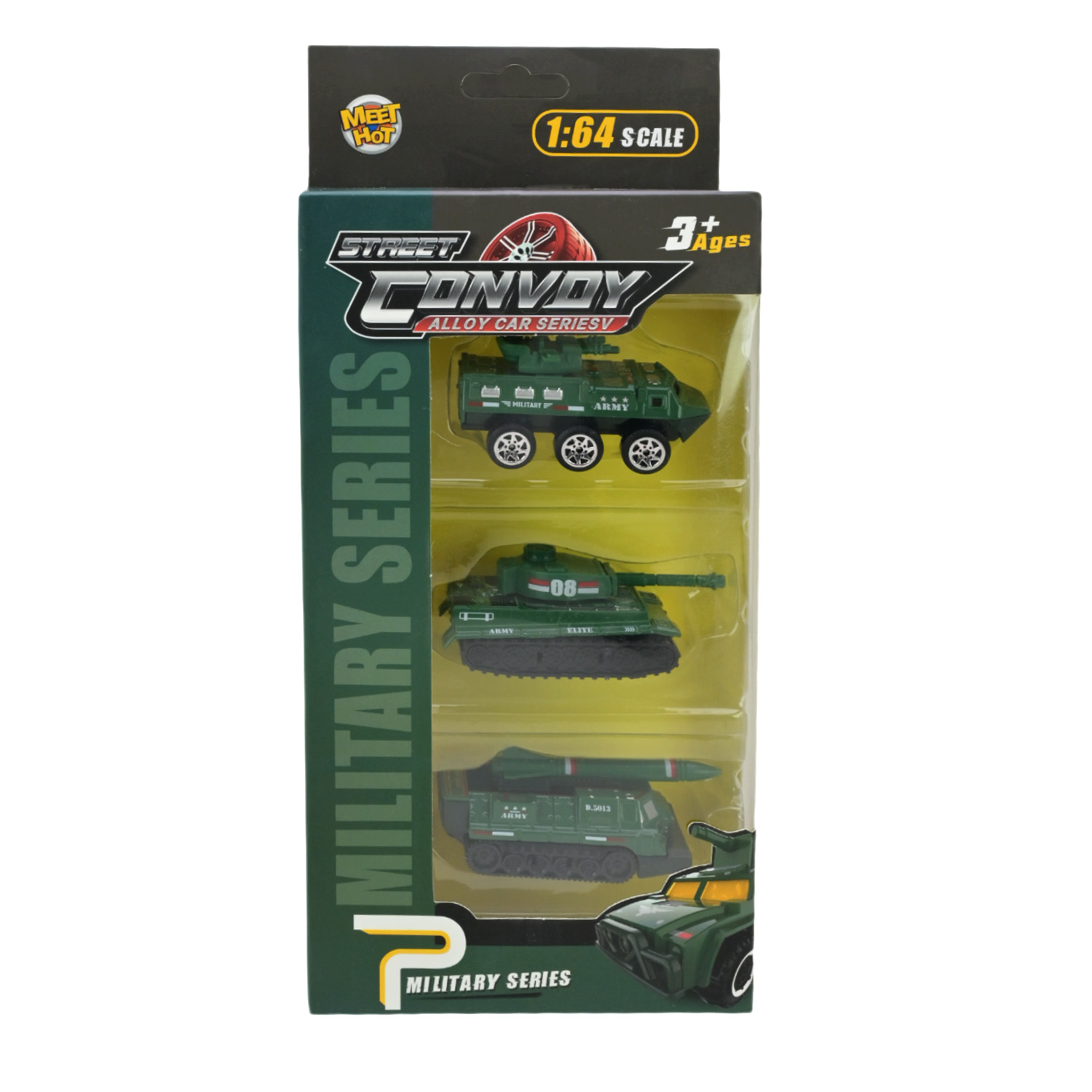 Машини набір метал арт. MH-207 (120шт/2)військовий, 2види, 3машини в компл., короб. 11*4,2*28см