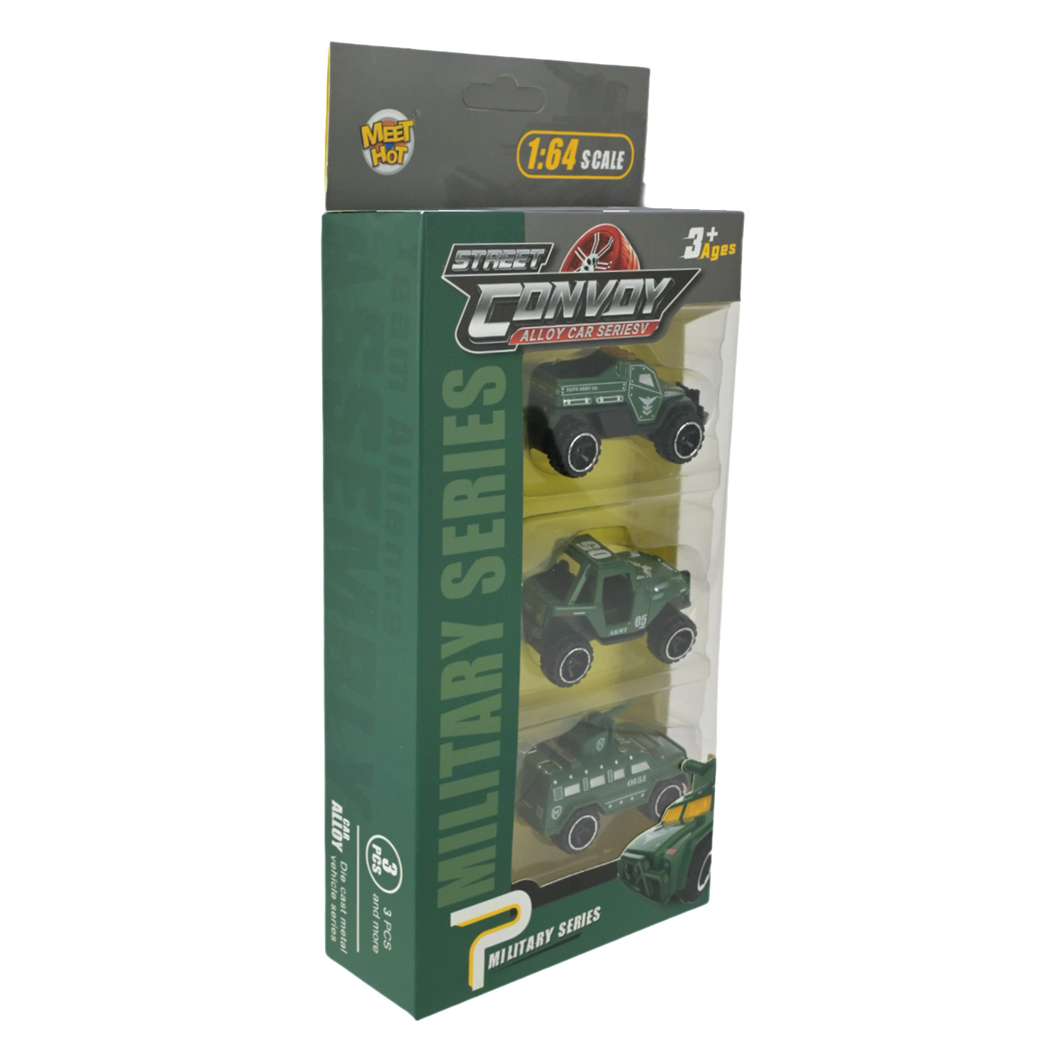 Машини набір метал арт. MH-207 (120шт/2)військовий, 2види, 3машини в компл., короб. 11*4,2*28см