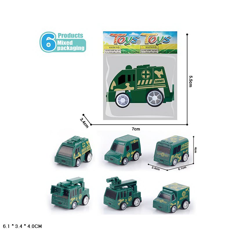 Машина арт. 738-103 (1800шт/2) військова, 6видів, пакет 7*5,5см