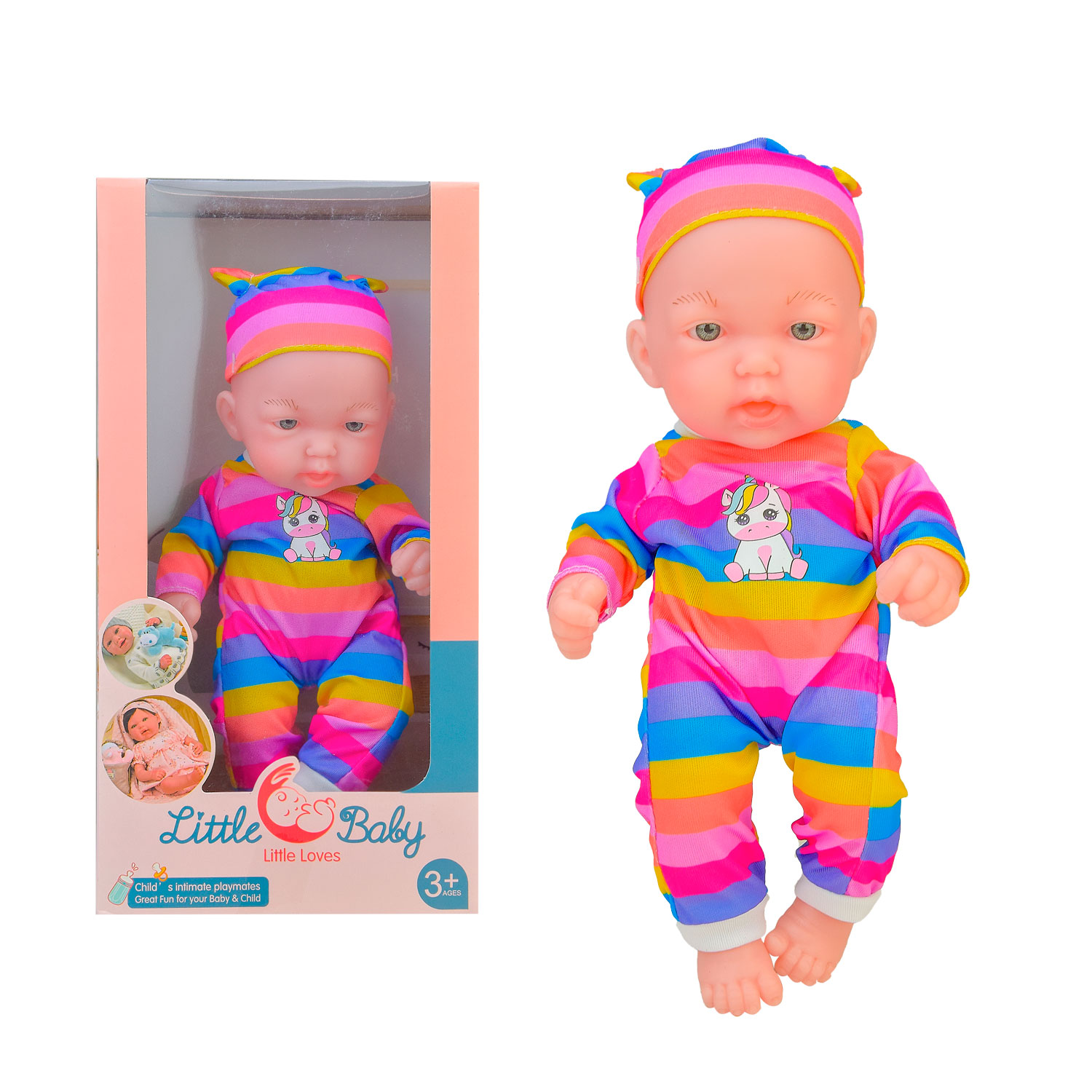 Пупс арт. AD12308-C3 (60шт/2) в костюмі-єдинорозі короб. 15*9*29см