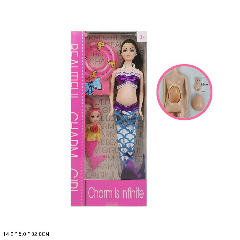 Лялька арт. H225-26 (120шт/2) русалонька, вагітна, аксес короб. 14*5*32см