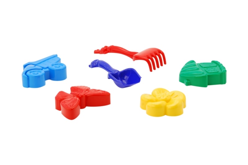 Пісочний набір "Незабудка" №4: лопатка і грабельки, чотири великі пасочки арт.0954 (24шт) 225*170*85мм